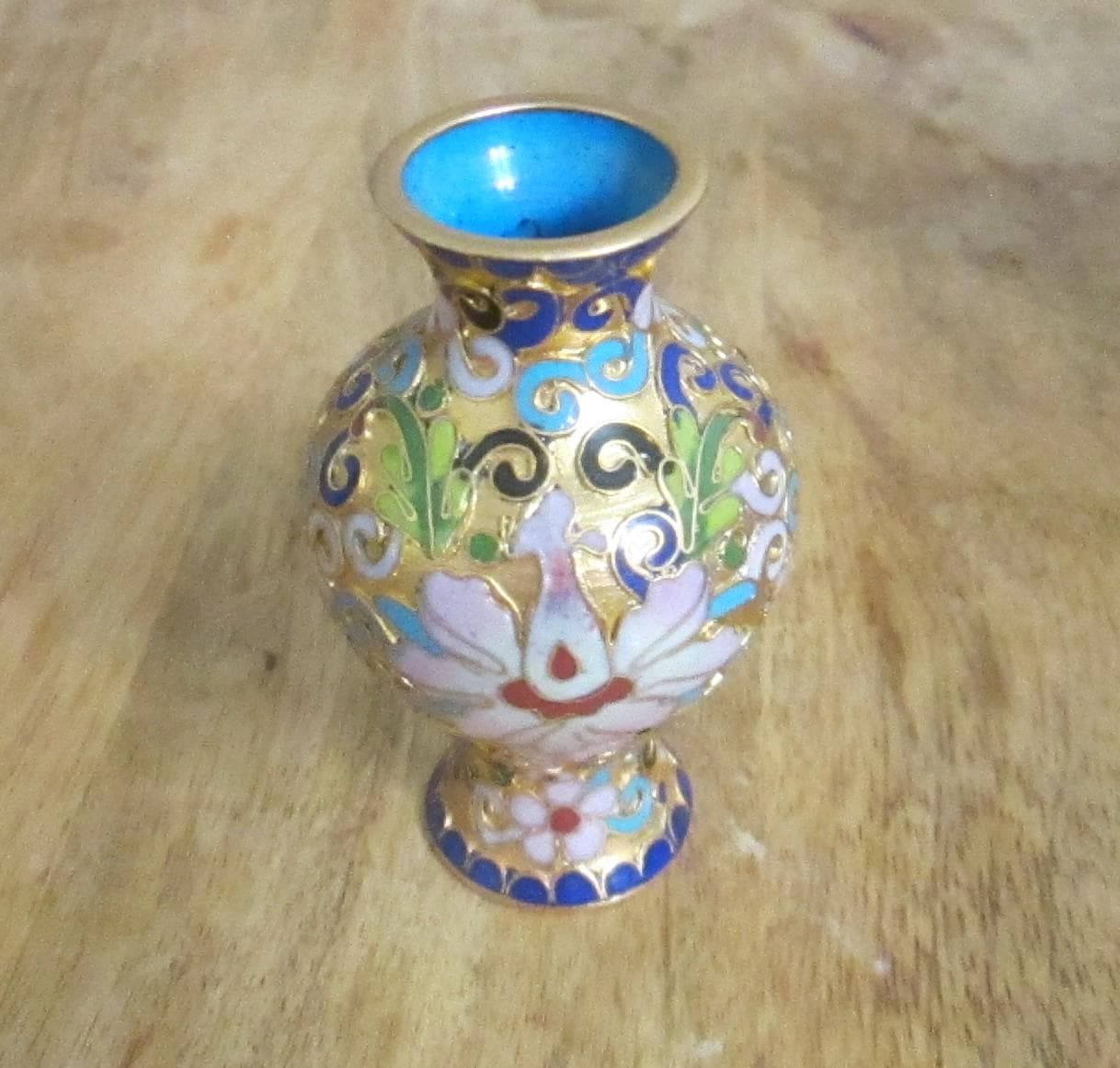 Vintage Oriental Cloisonne Enamel Mini Vase - Thumbnail 2