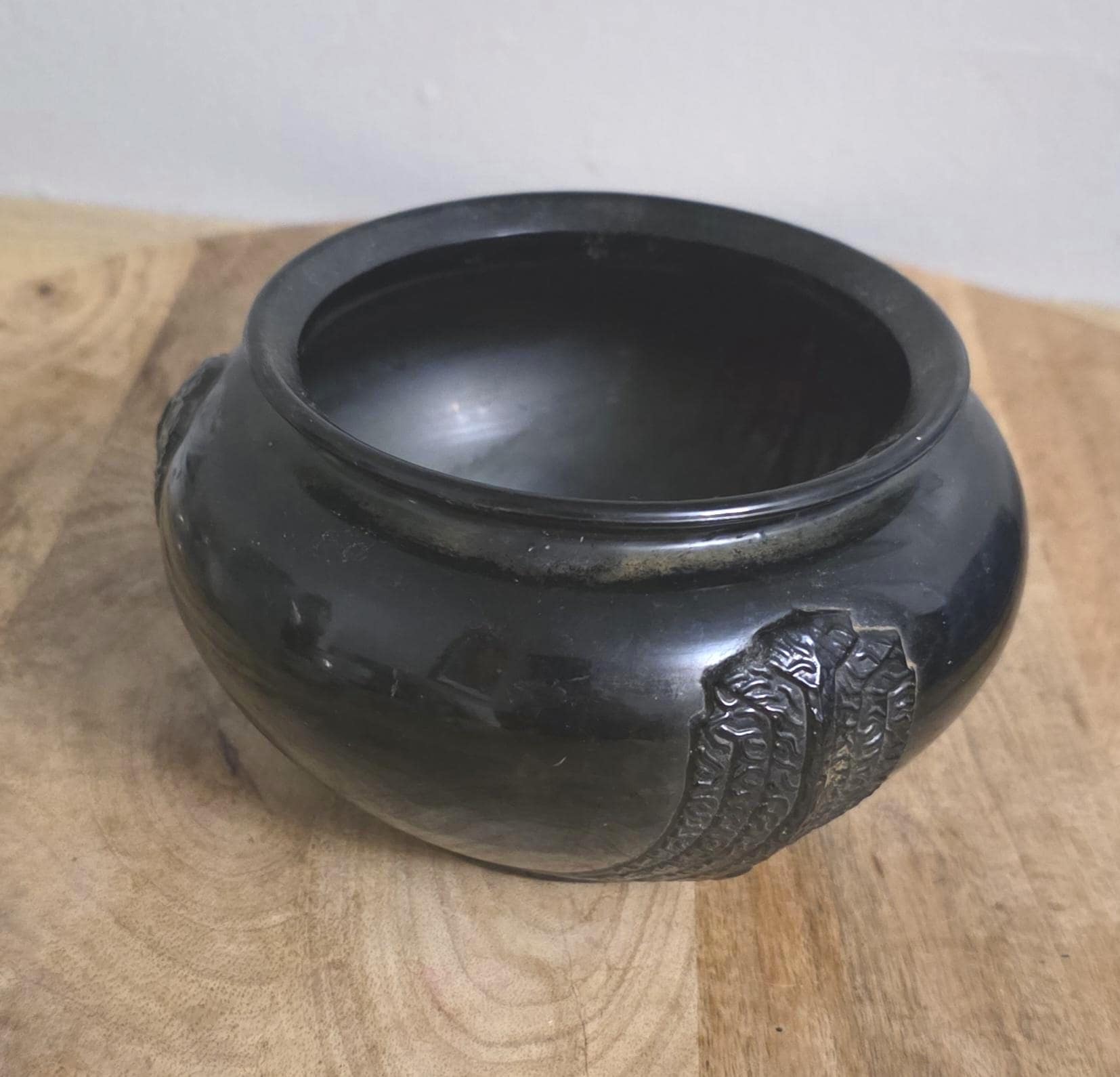Vintage Art Deco Black Glass Bowl - Thumbnail 3