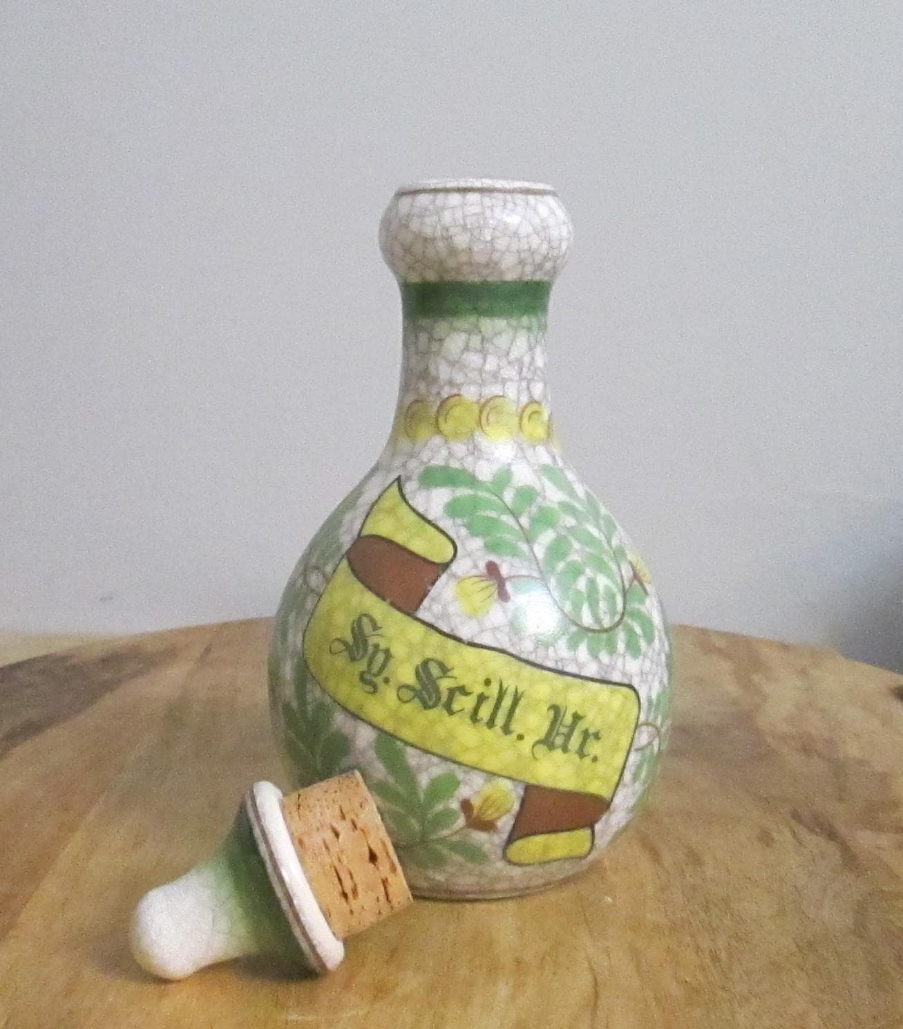 Vintage Japanese Pottery Crackle Glaze Corked Bottle - Thumbnail 4