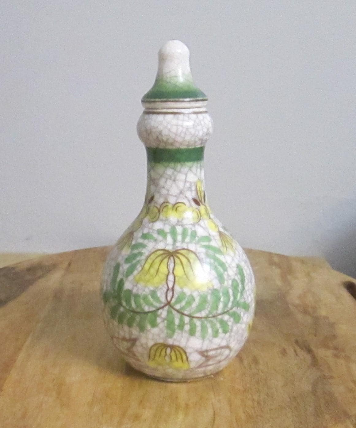 Vintage Japanese Pottery Crackle Glaze Corked Bottle - Thumbnail 3