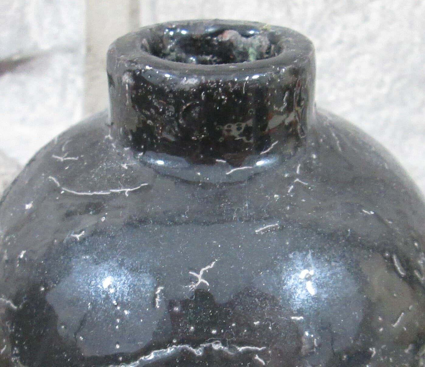 Vintage Black Raku Pottery Vase - Thumbnail 2