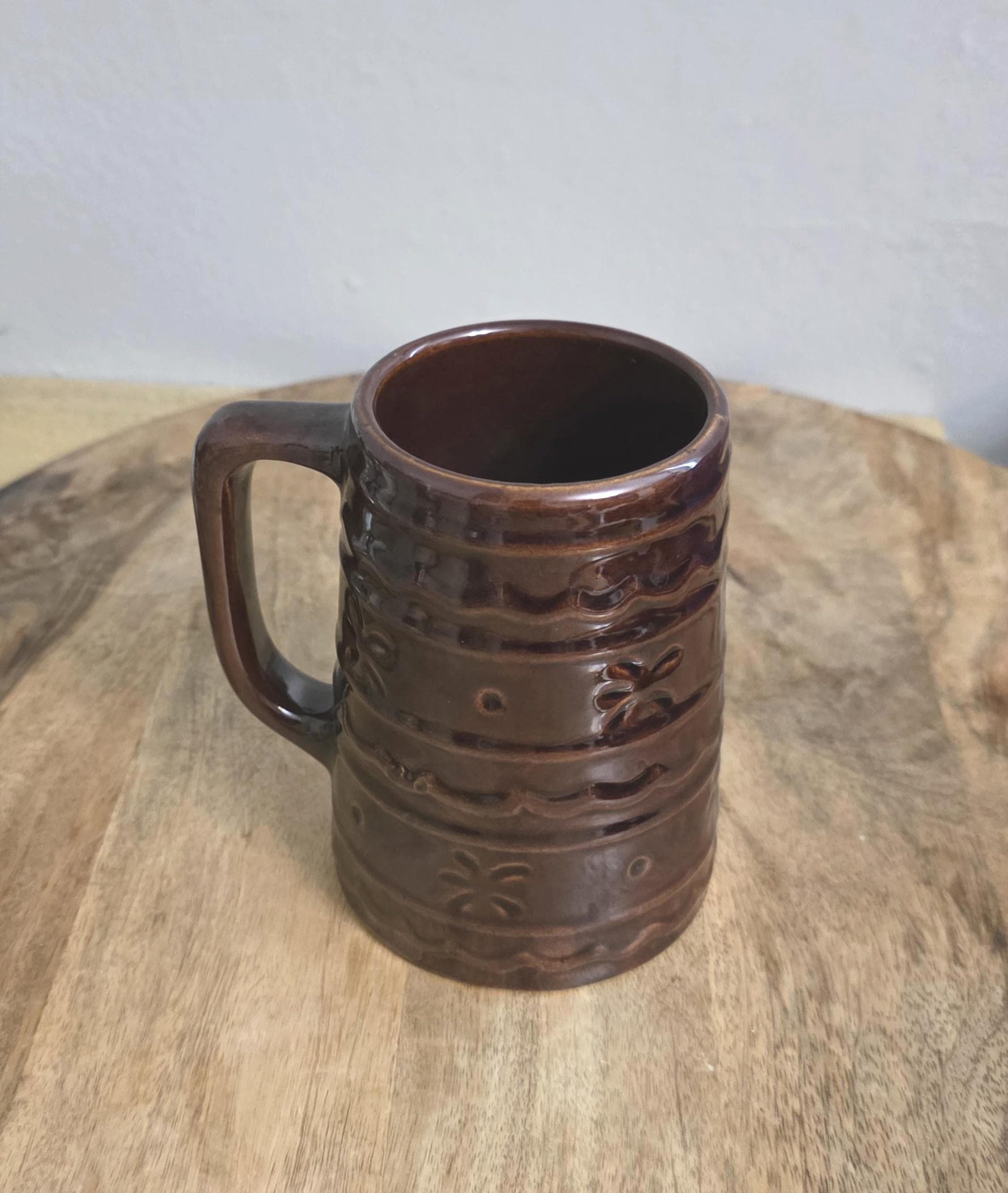 Vintage Mar-Crest Daisy and Dot Brown Glazed Stein - Thumbnail 3