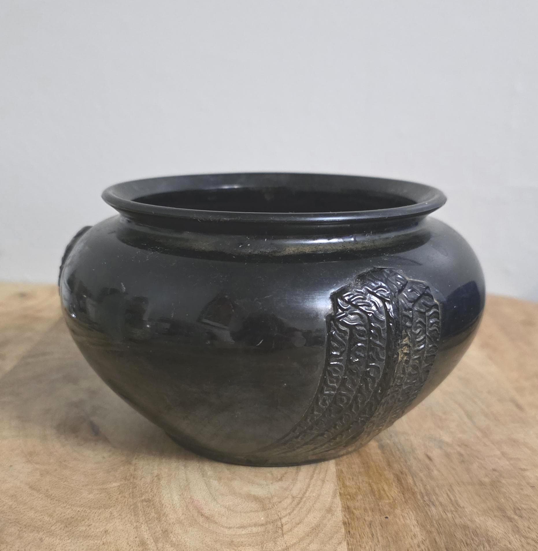 Vintage Art Deco Black Glass Bowl