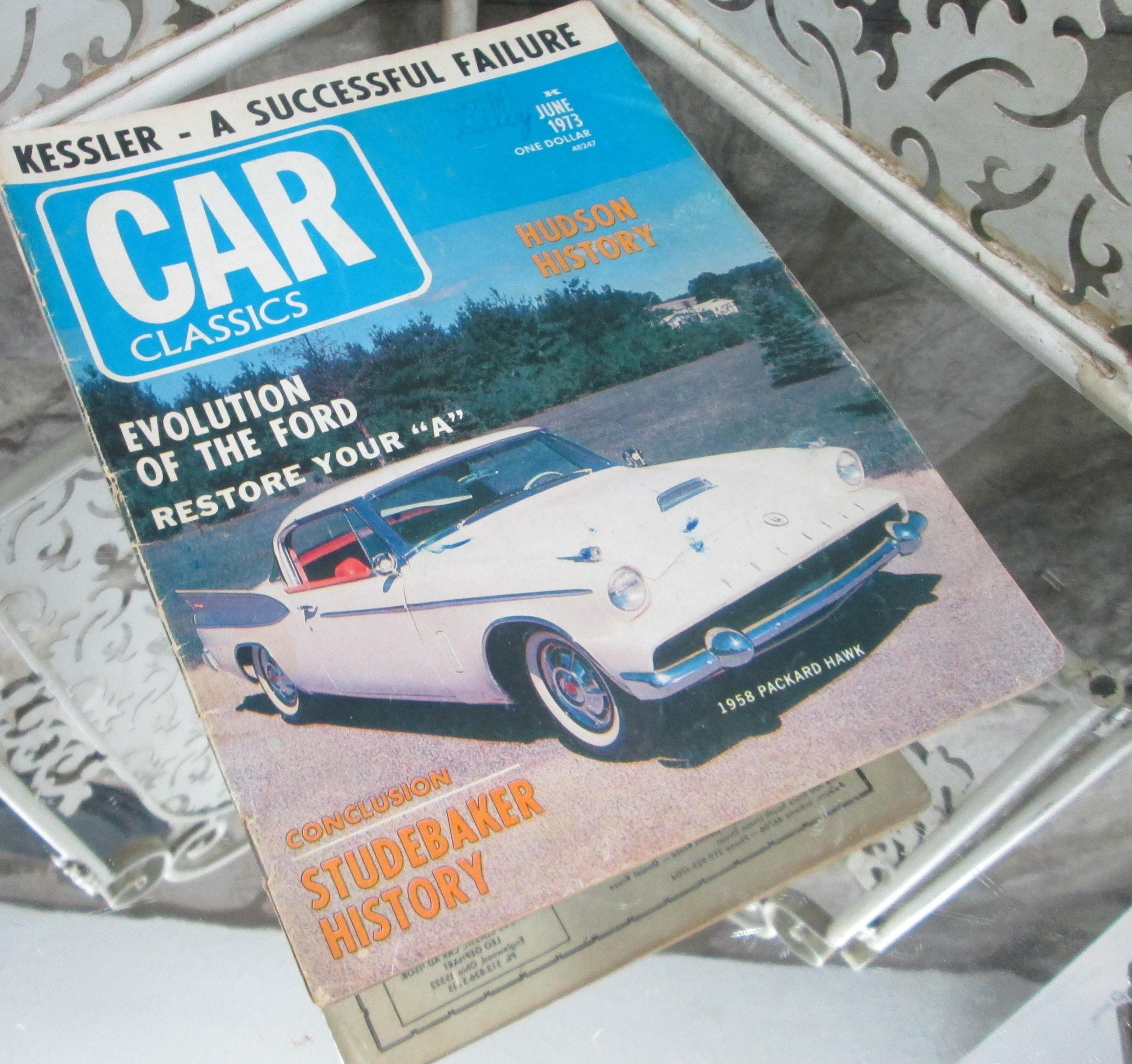 Vintage Car Classics Magazine, June 1973, Hudson, Studebaker, Packard Hawk Cover
