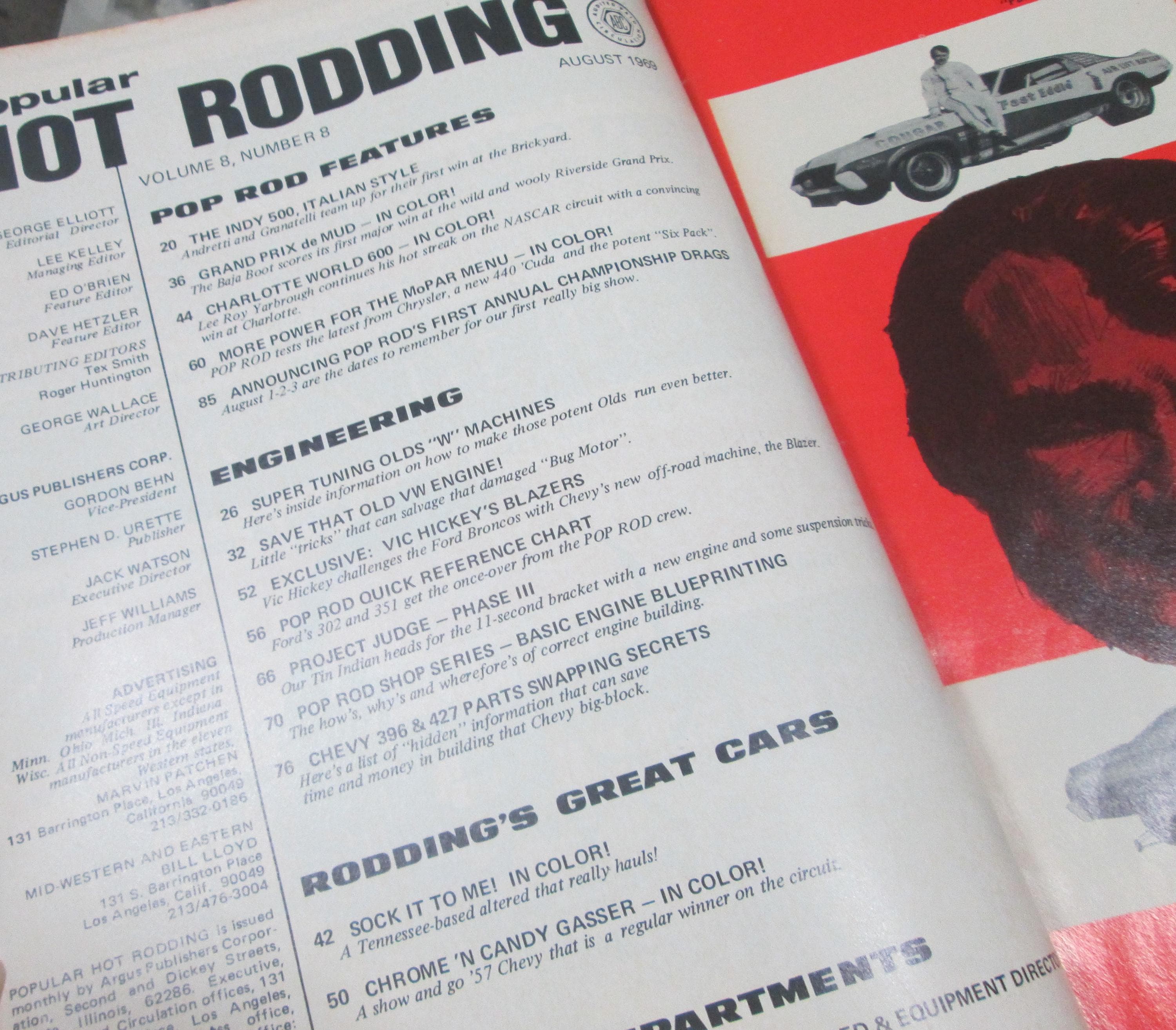 Vintage Popular Hot Rodding Magazine, August 1969, The Judge - Thumbnail 2