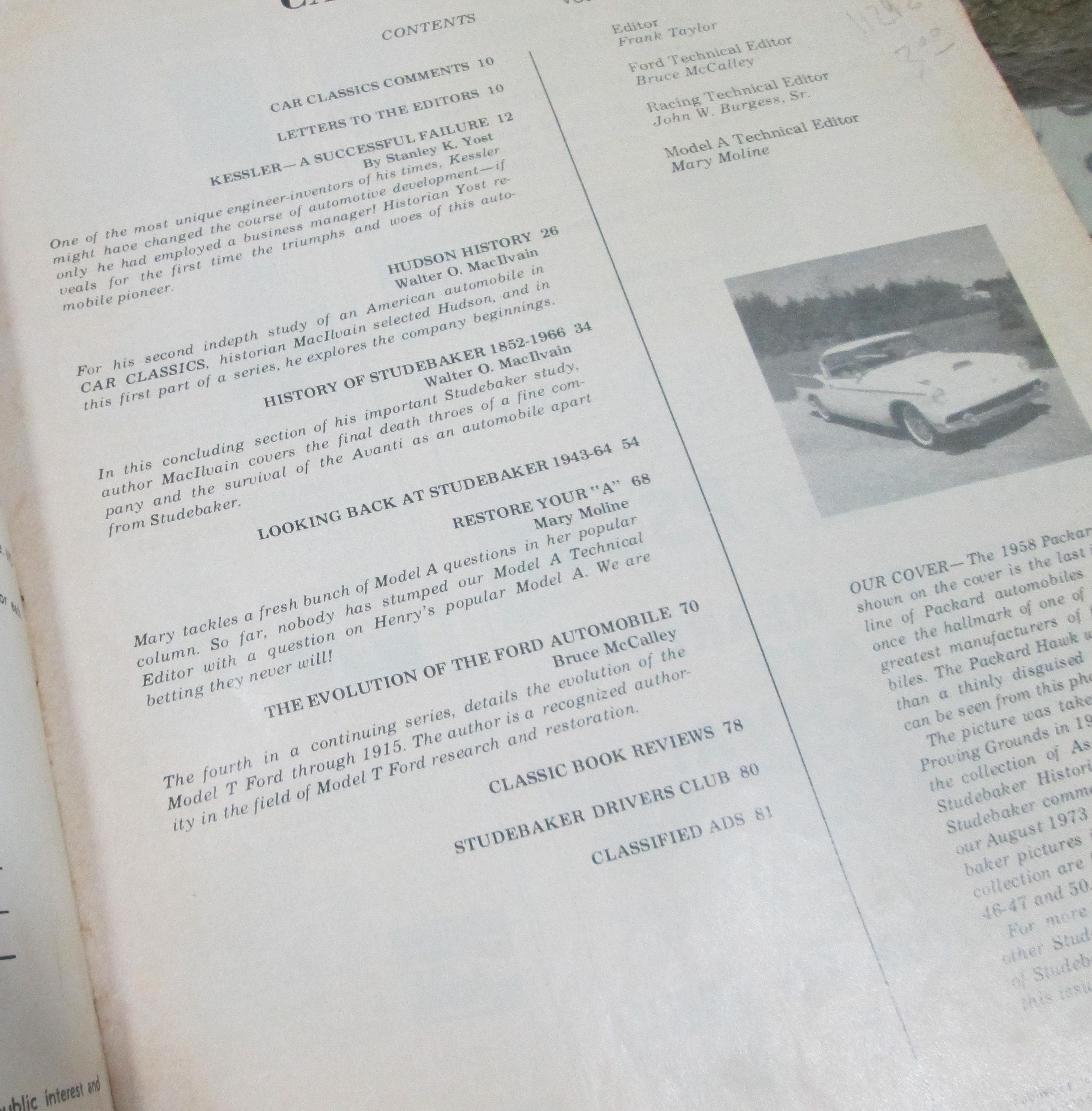 Vintage Car Classics Magazine, June 1973, Hudson, Studebaker, Packard Hawk Cover - Thumbnail 2