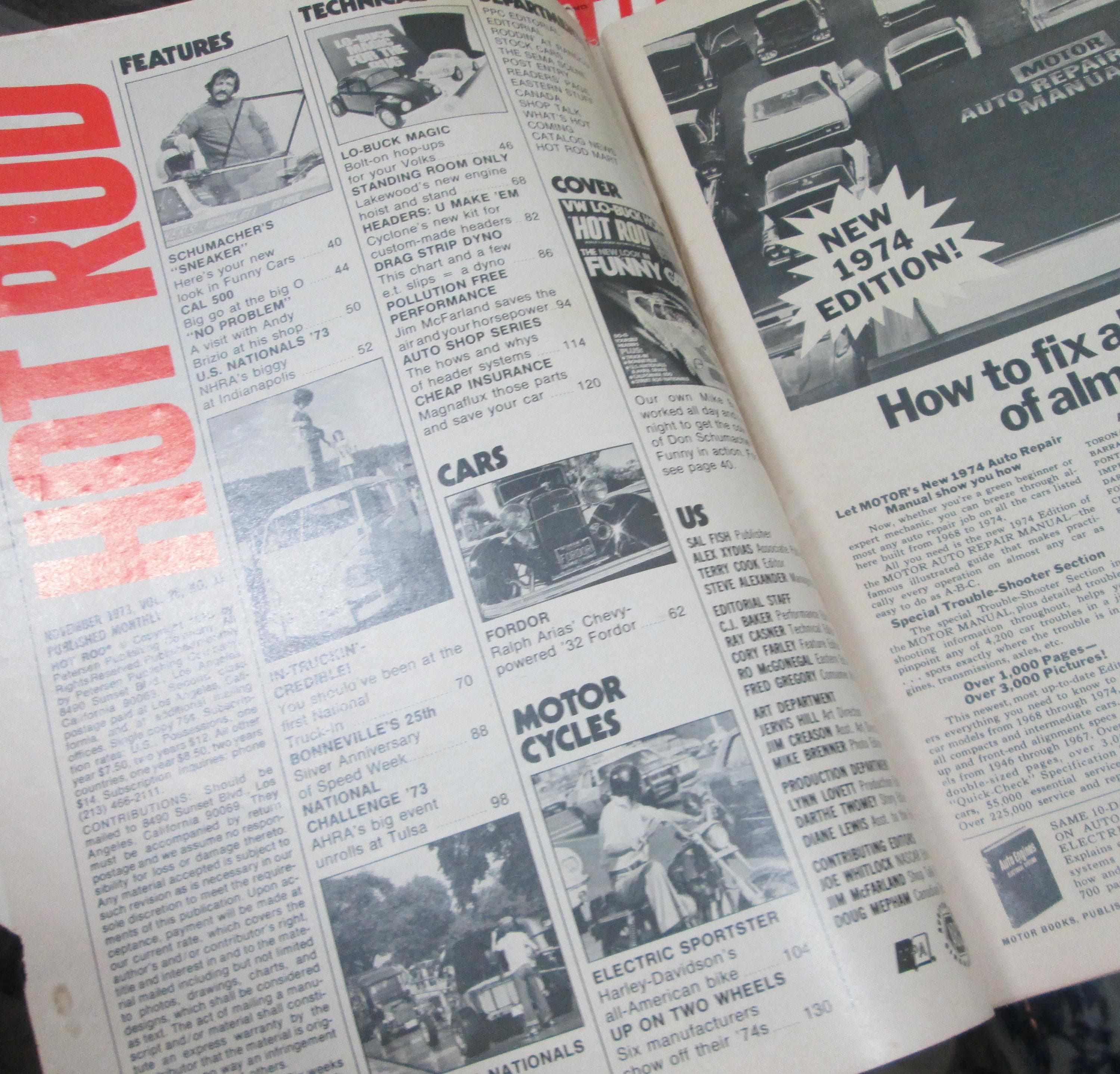 Vintage Hot Rod Magazine November 1973, Funny Cars Issue - Thumbnail 2