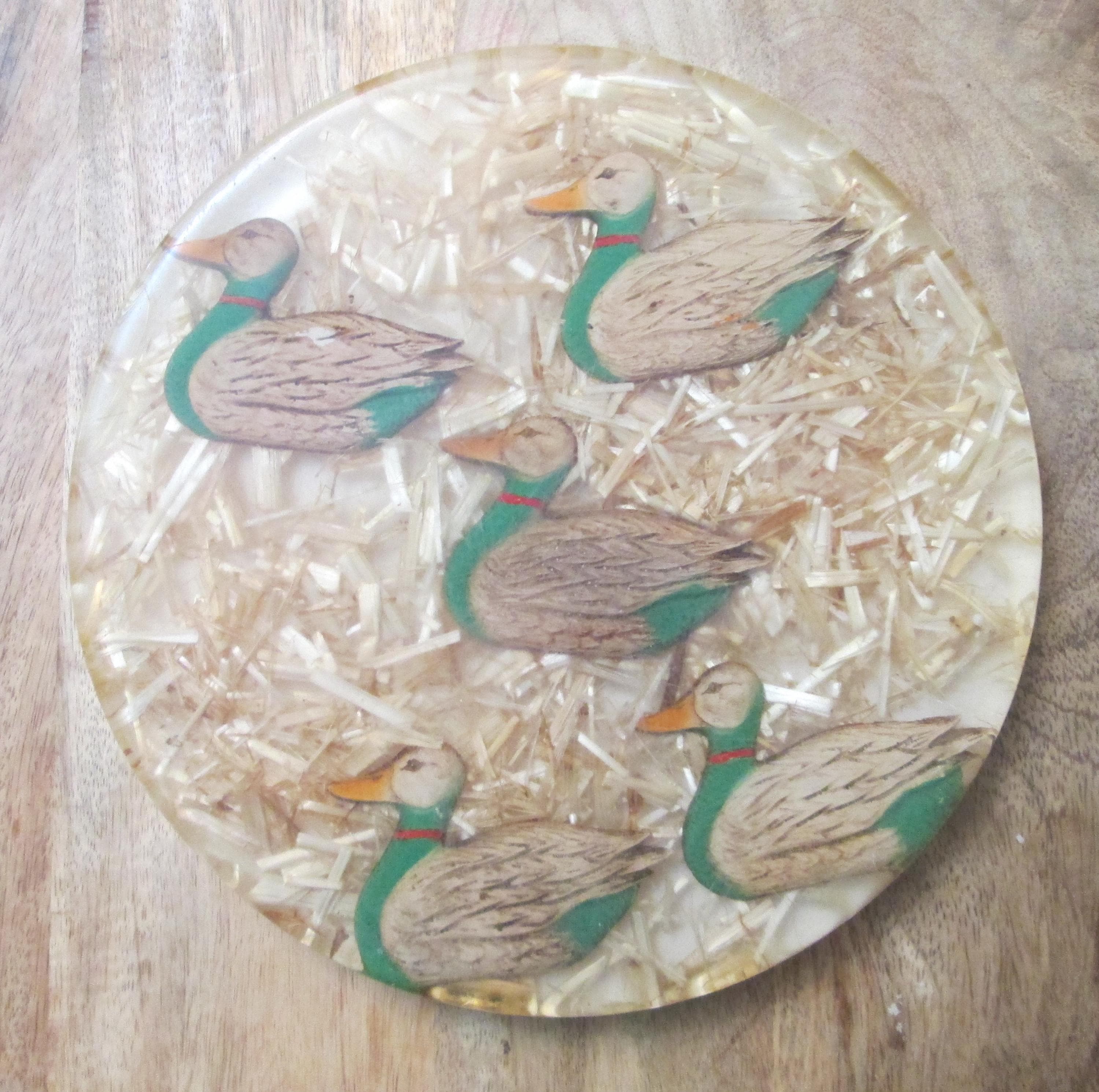 Vintage Lucite Mallard Duck Trivet