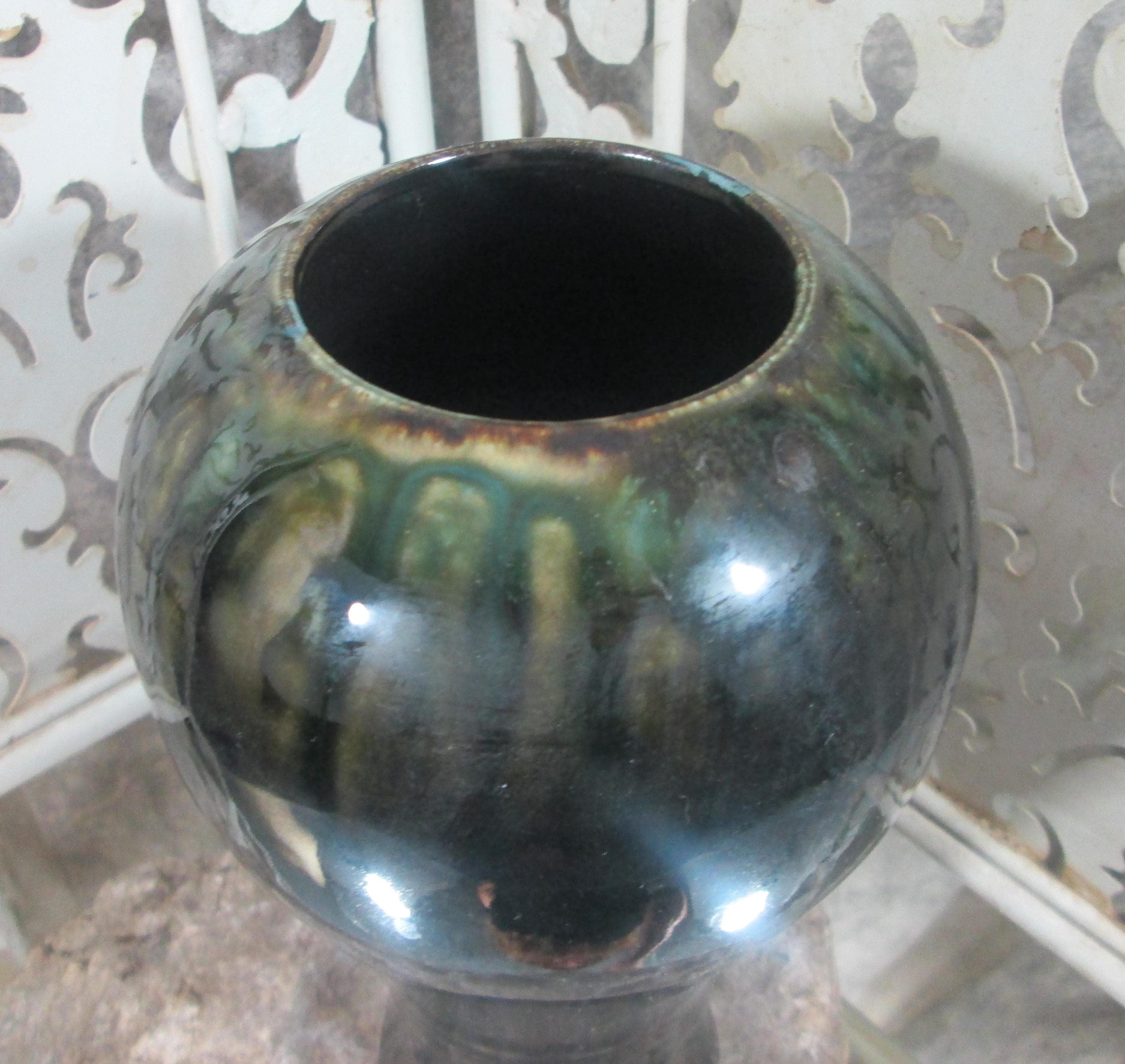 Vintage Drip Glaze Pottery Vase, AFPB? - Thumbnail 2