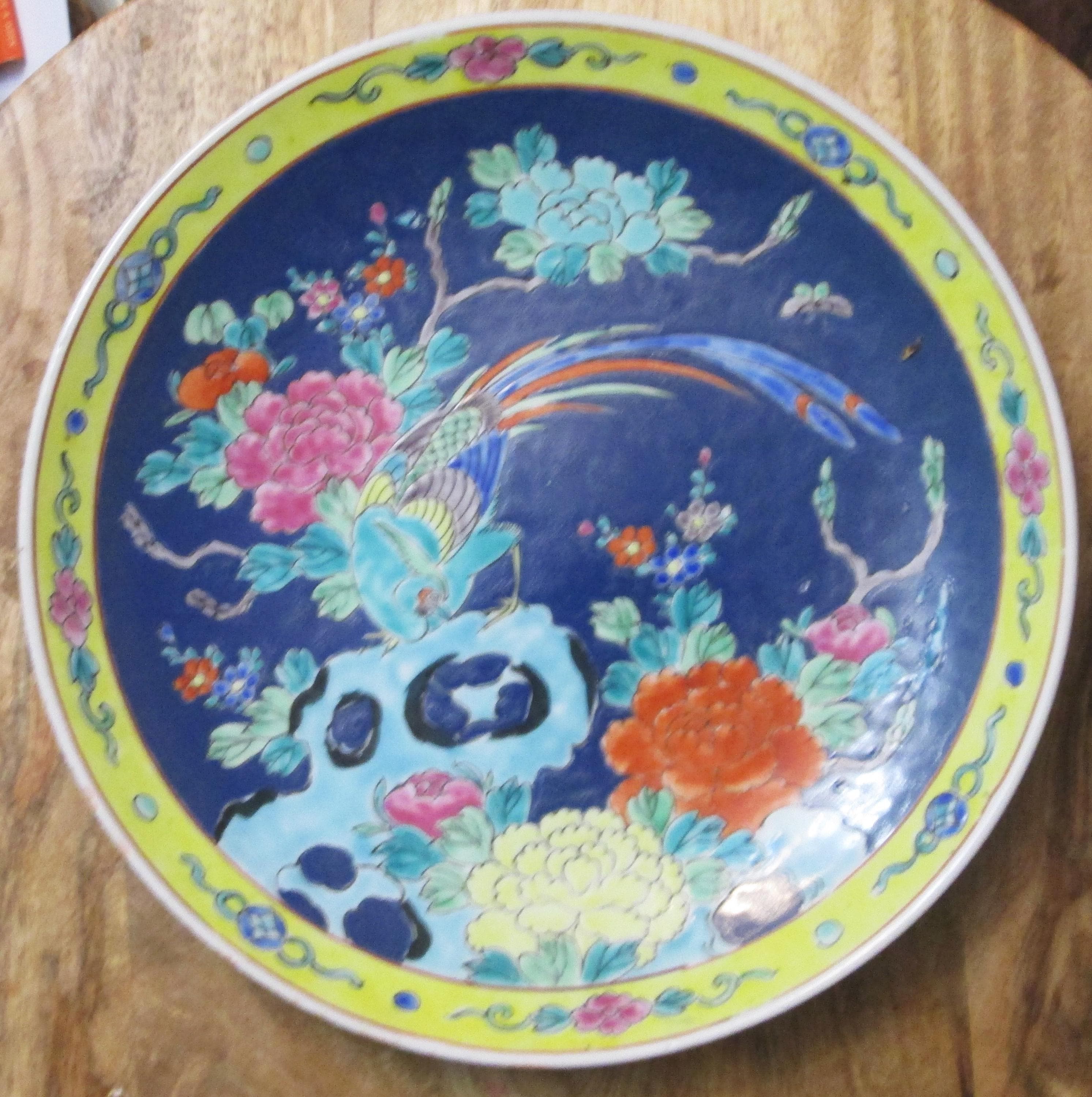 Vintage Chinese Export Meiji Taisho Yamatoku Enamel Plate