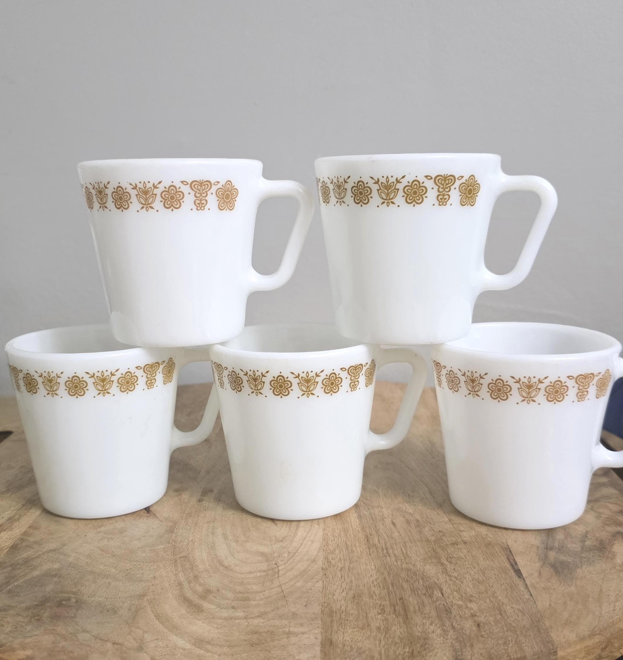 Vintage Pyrex Butterfly Gold Coffee Cups