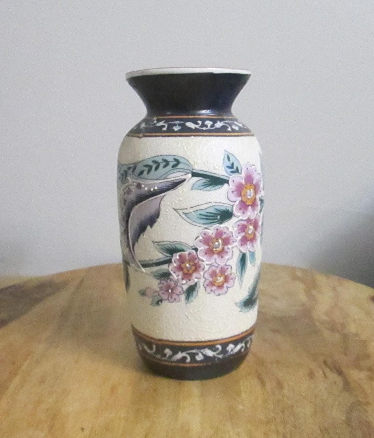 Vintage Chinese Floral Enamel Vase