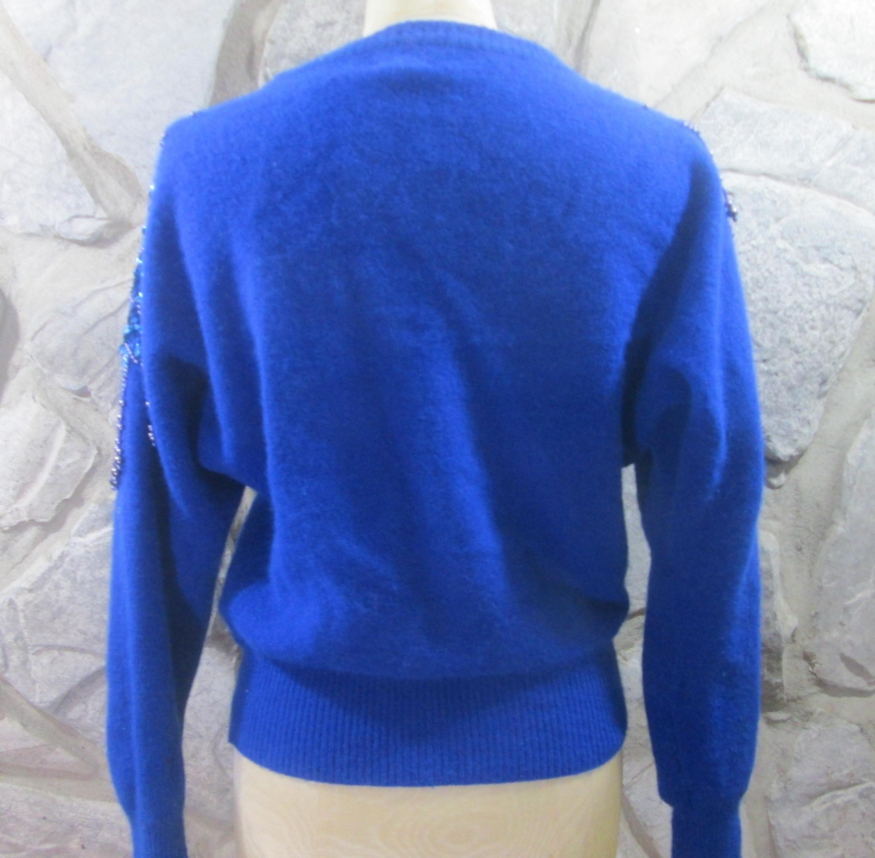 Vintage 1980s Lambswool and Angora Beaded Shoulder Sweater - Thumbnail 3