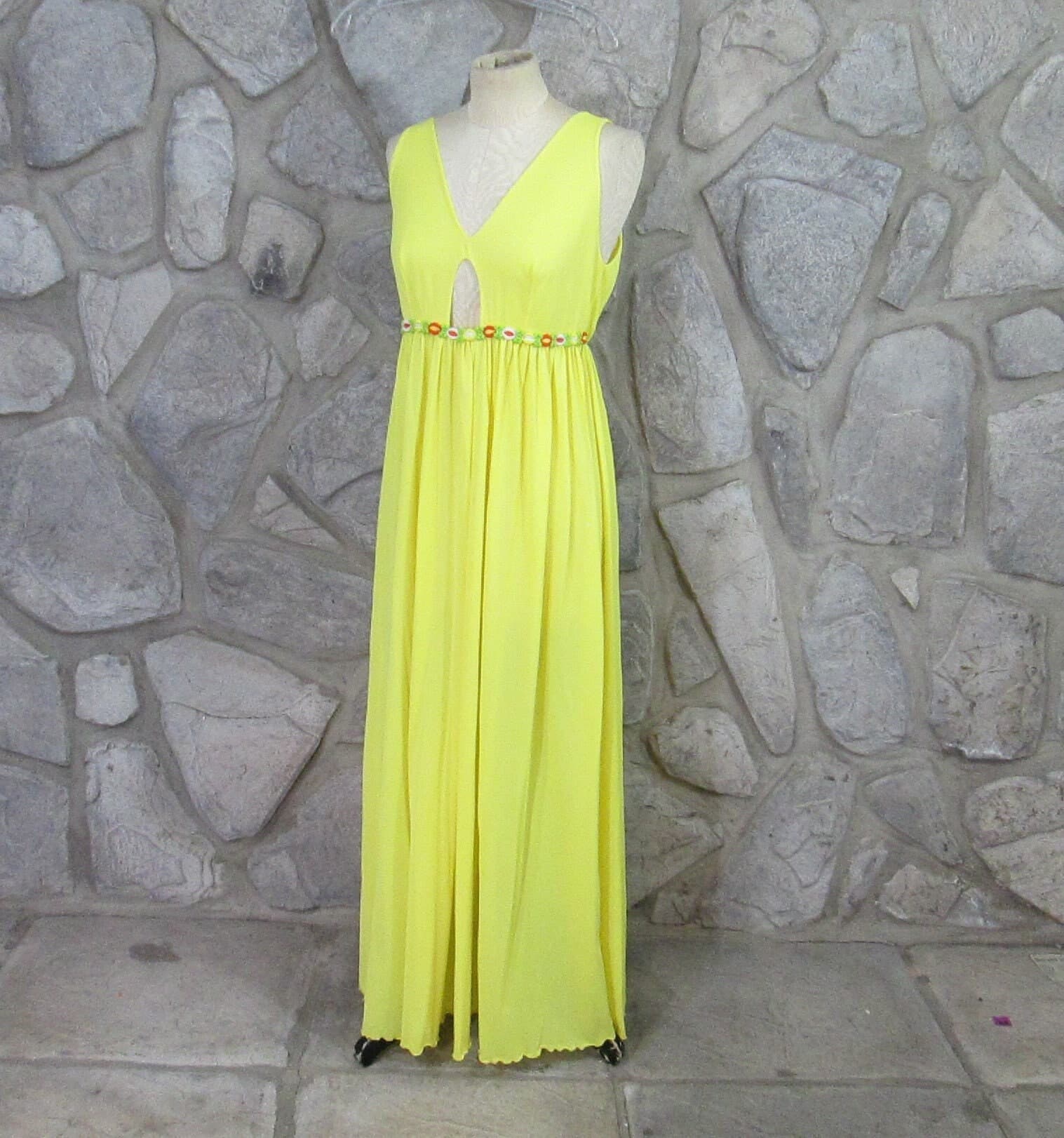 Vintage 1970's Yellow Negligee Nightgown