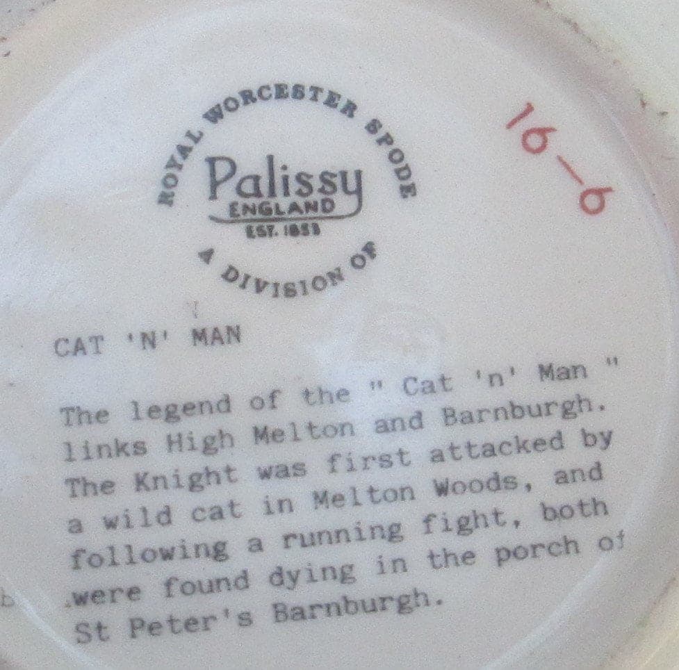 Vintage Royal Worcester Spode Palissy Cat 'N' Man Tiny Plate - Thumbnail 2