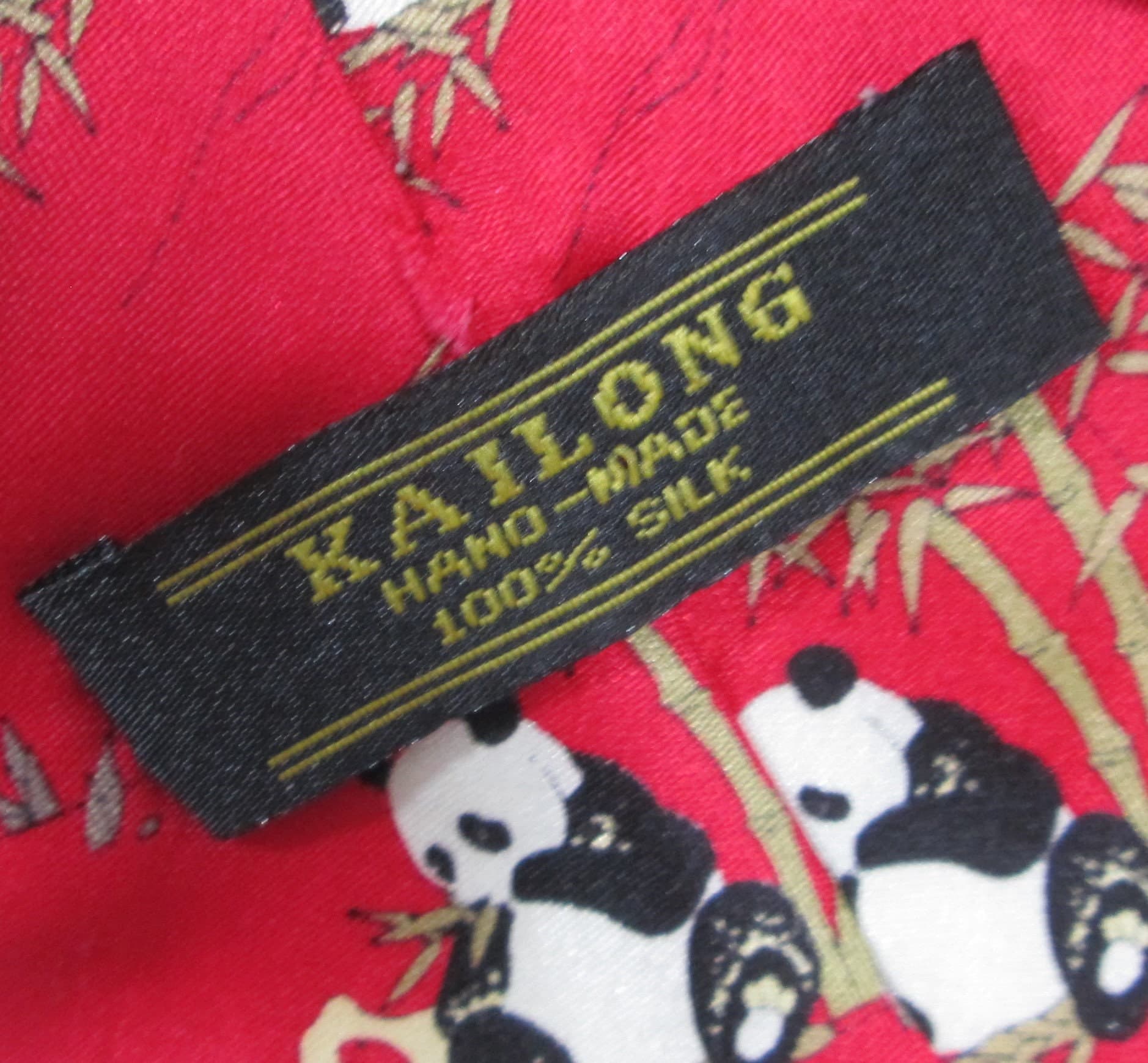 Vintage Kailong Panda Pattern Silk Tie - Thumbnail 3