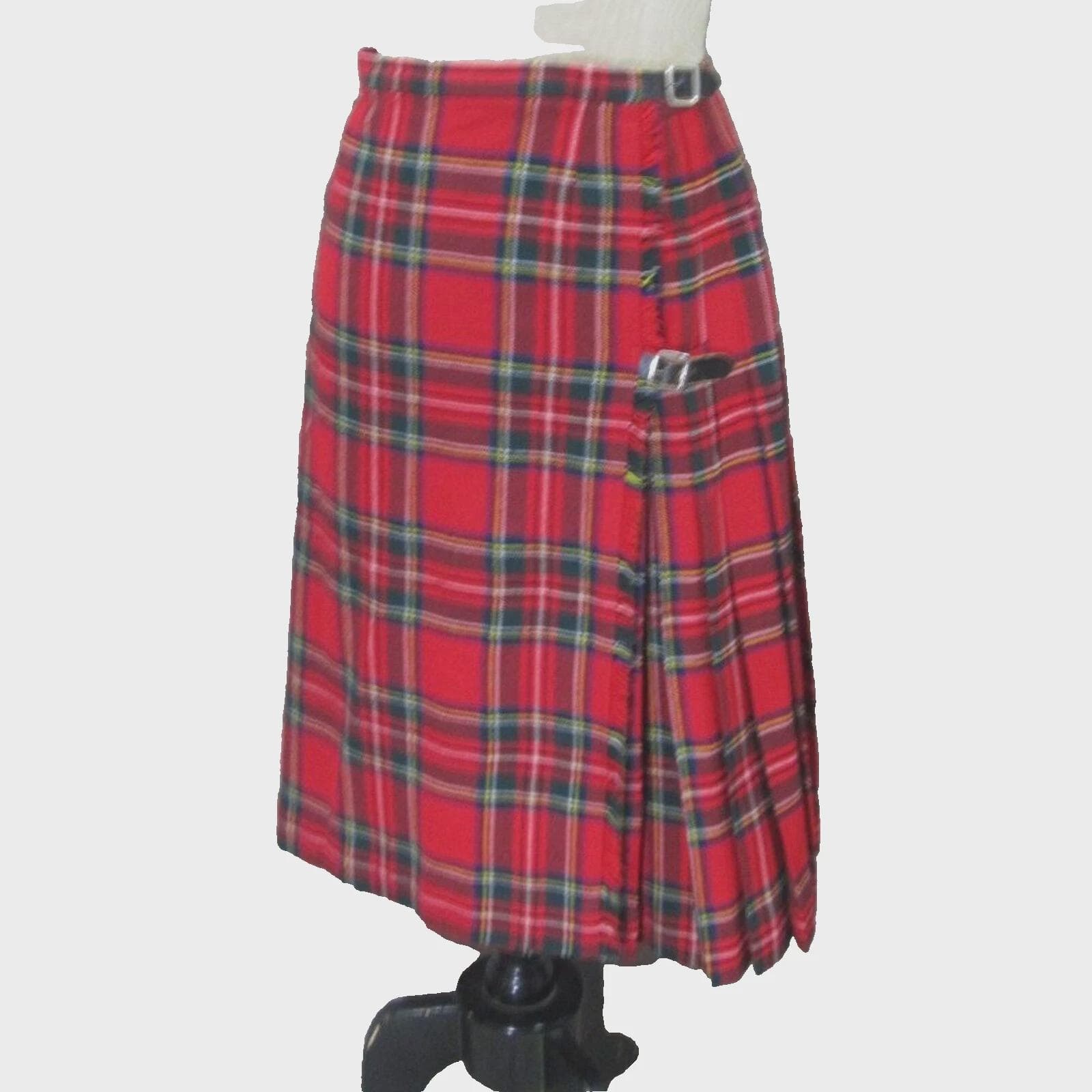 Vintage Red Plaid Wool Blend Wrap Skirt - Thumbnail 2