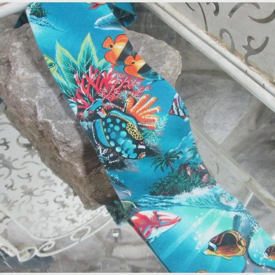 Vintage Kahala Creations Hawaiian Fish Print Tie - Thumbnail 2