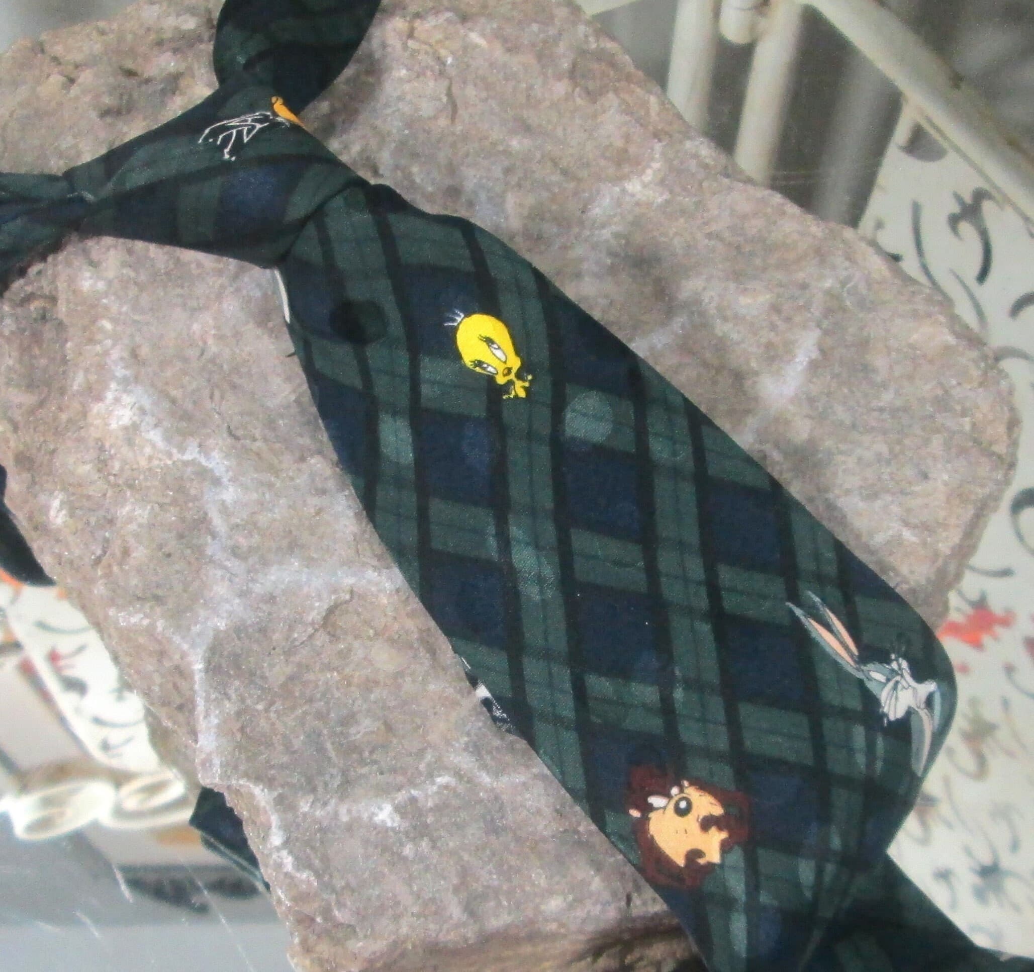 Vintage Looney Tunes Mania Silk Necktie, 1994
