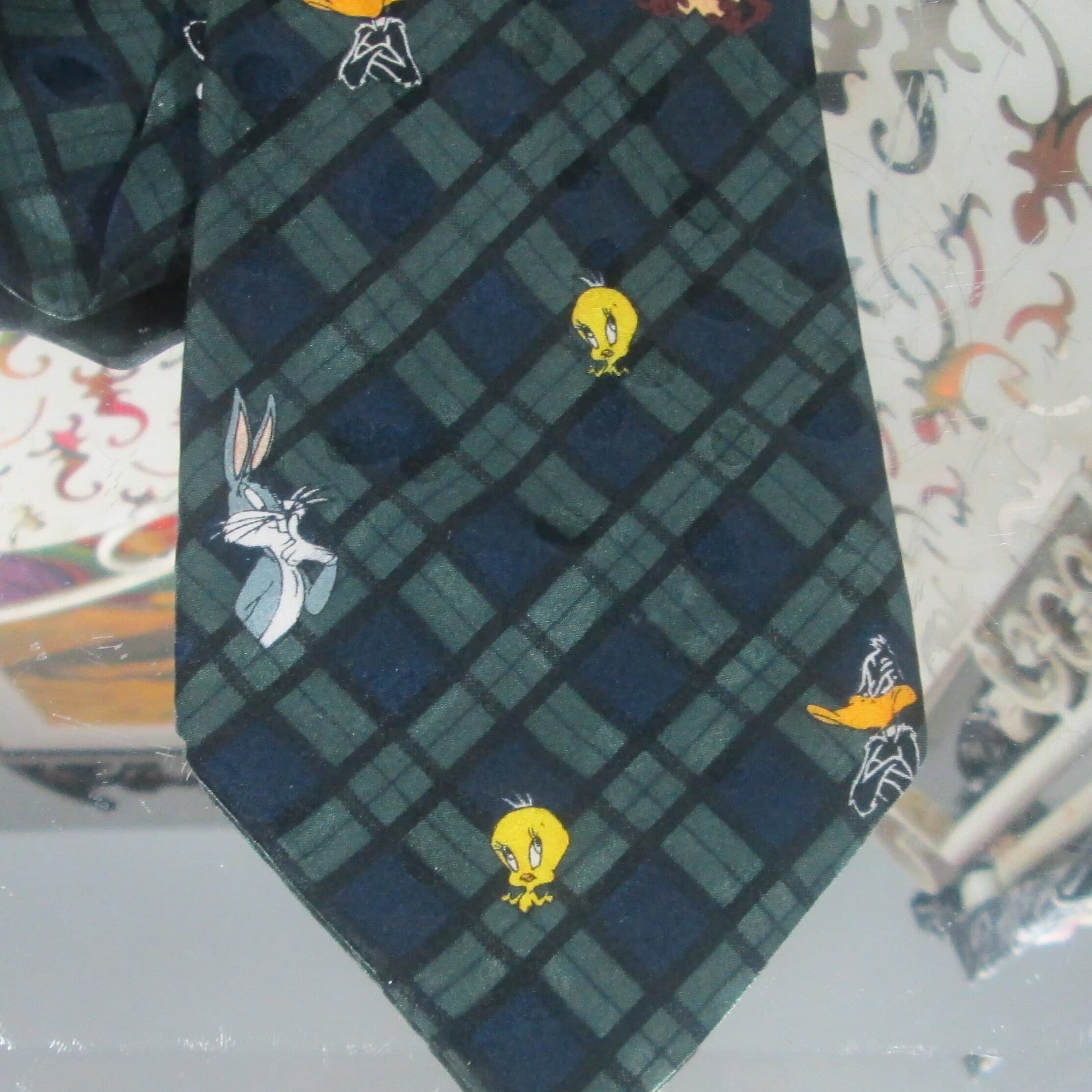 Vintage Looney Tunes Mania Silk Necktie, 1994 - Thumbnail 2