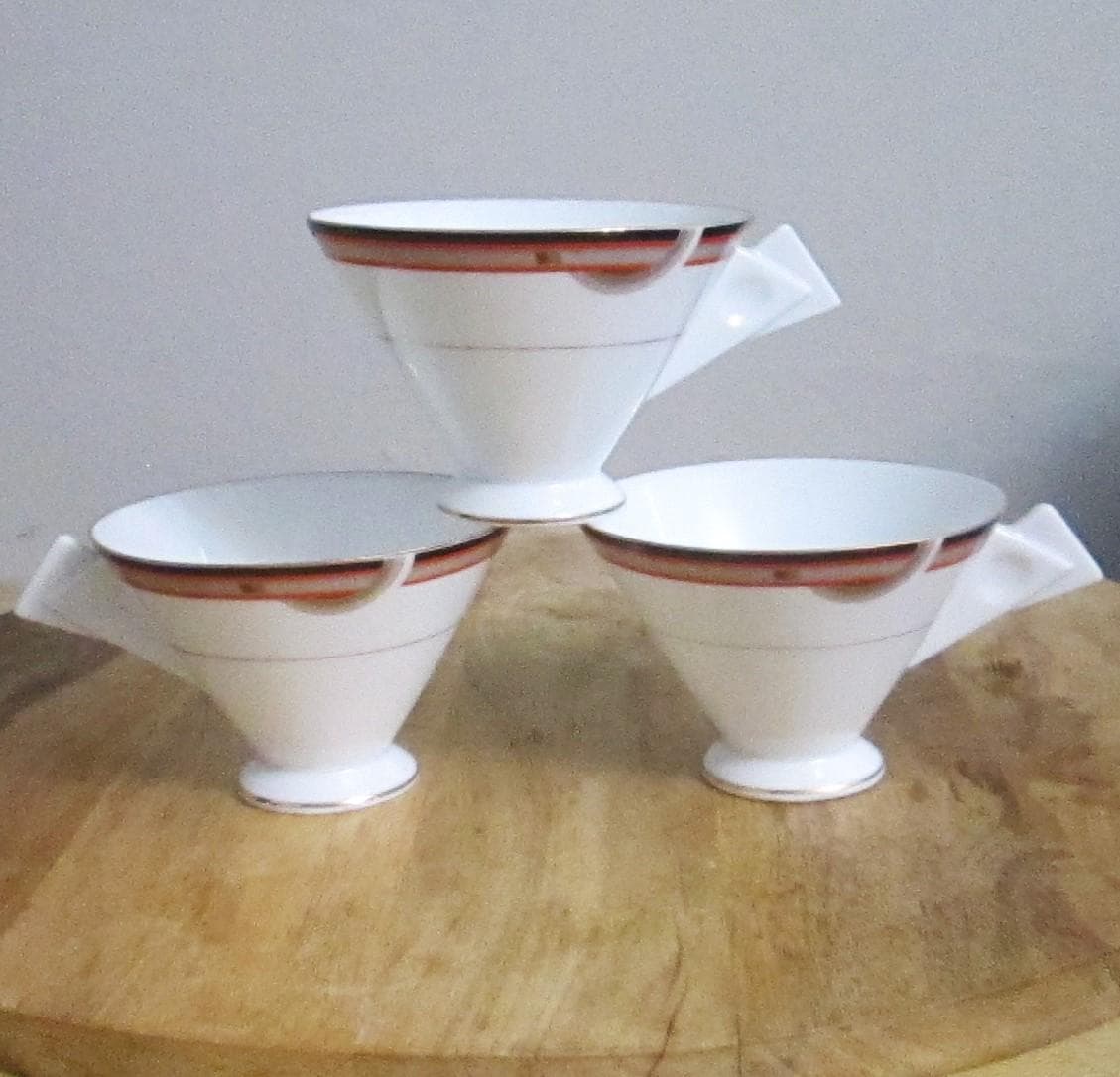Vintage Mikasa Interplay Pattern Coffee Cups, Lot of 3