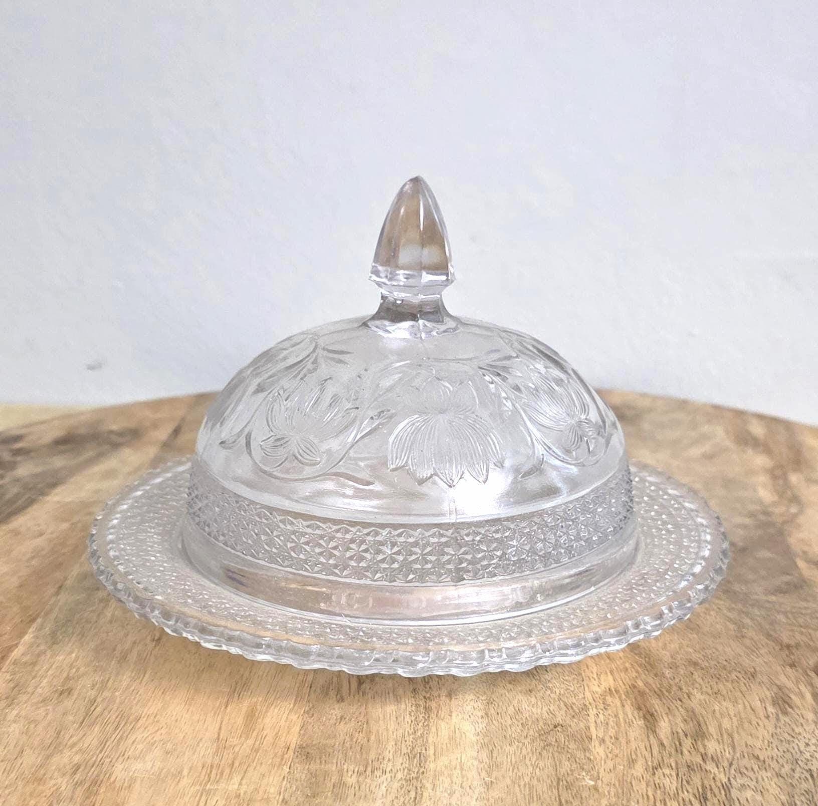 Vintage Cut Glass Butter Serving Dish for Entertaining