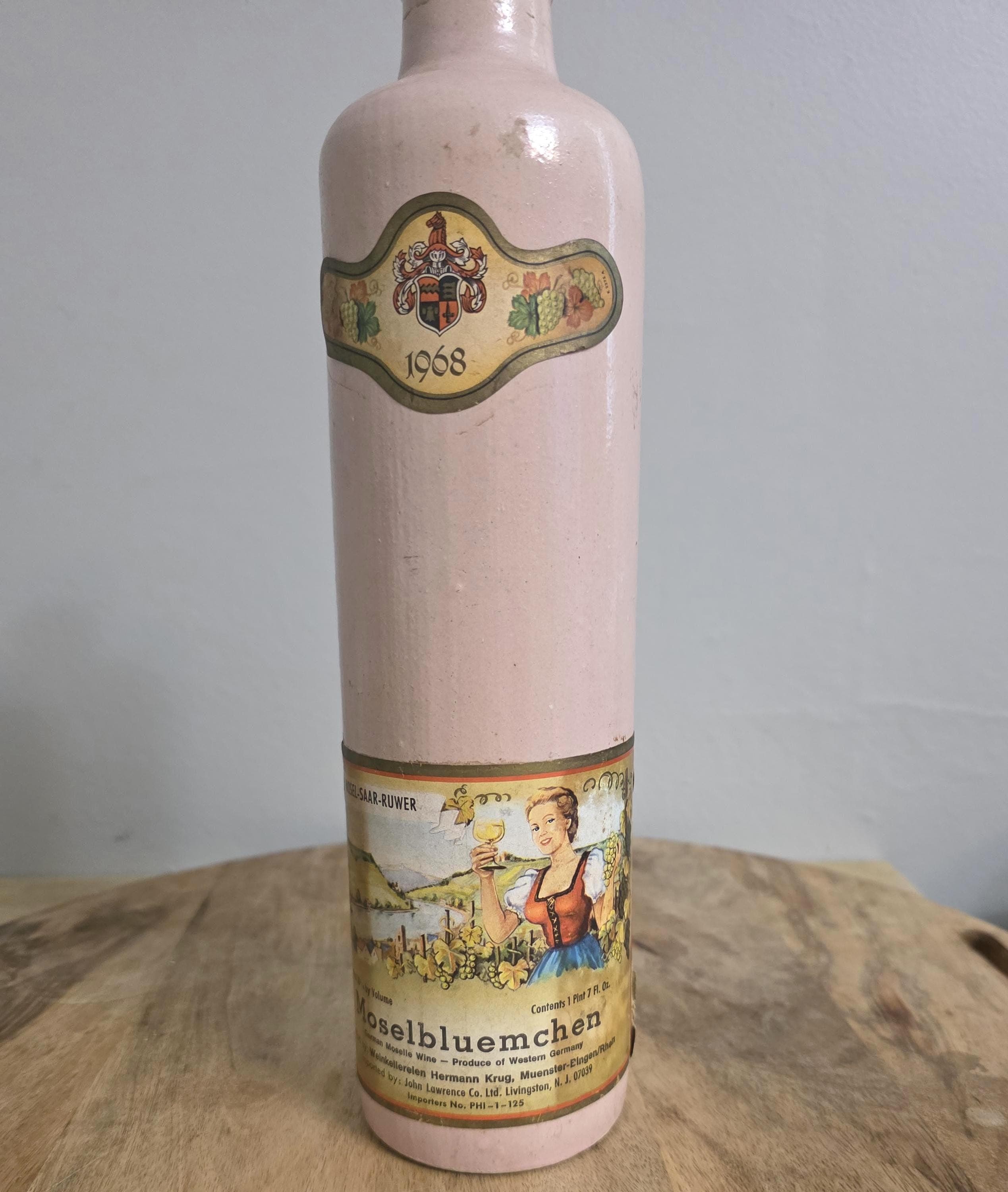 Vintage 1968 Moselbluemchen Pottery Wine Bottle - Thumbnail 4