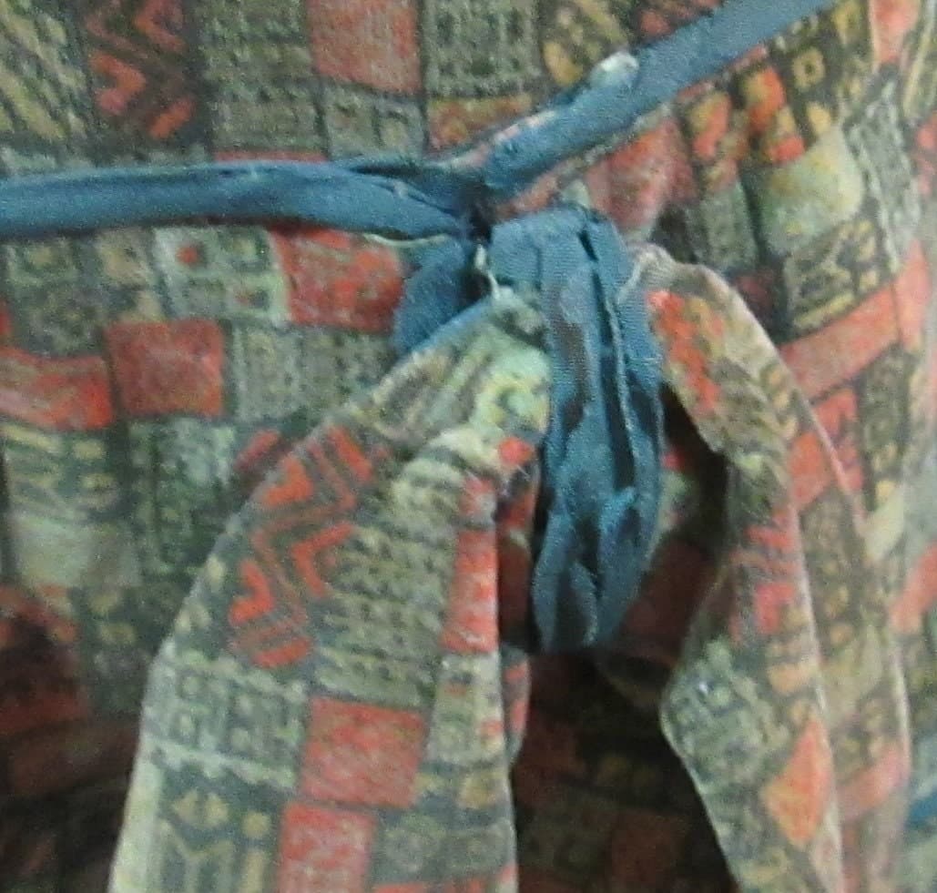 Vintage 1920's Green Velvet Patterned Day Dress - Thumbnail 4