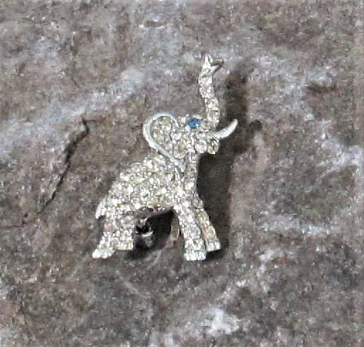 Vintage Rhinestone Elephant Brooch