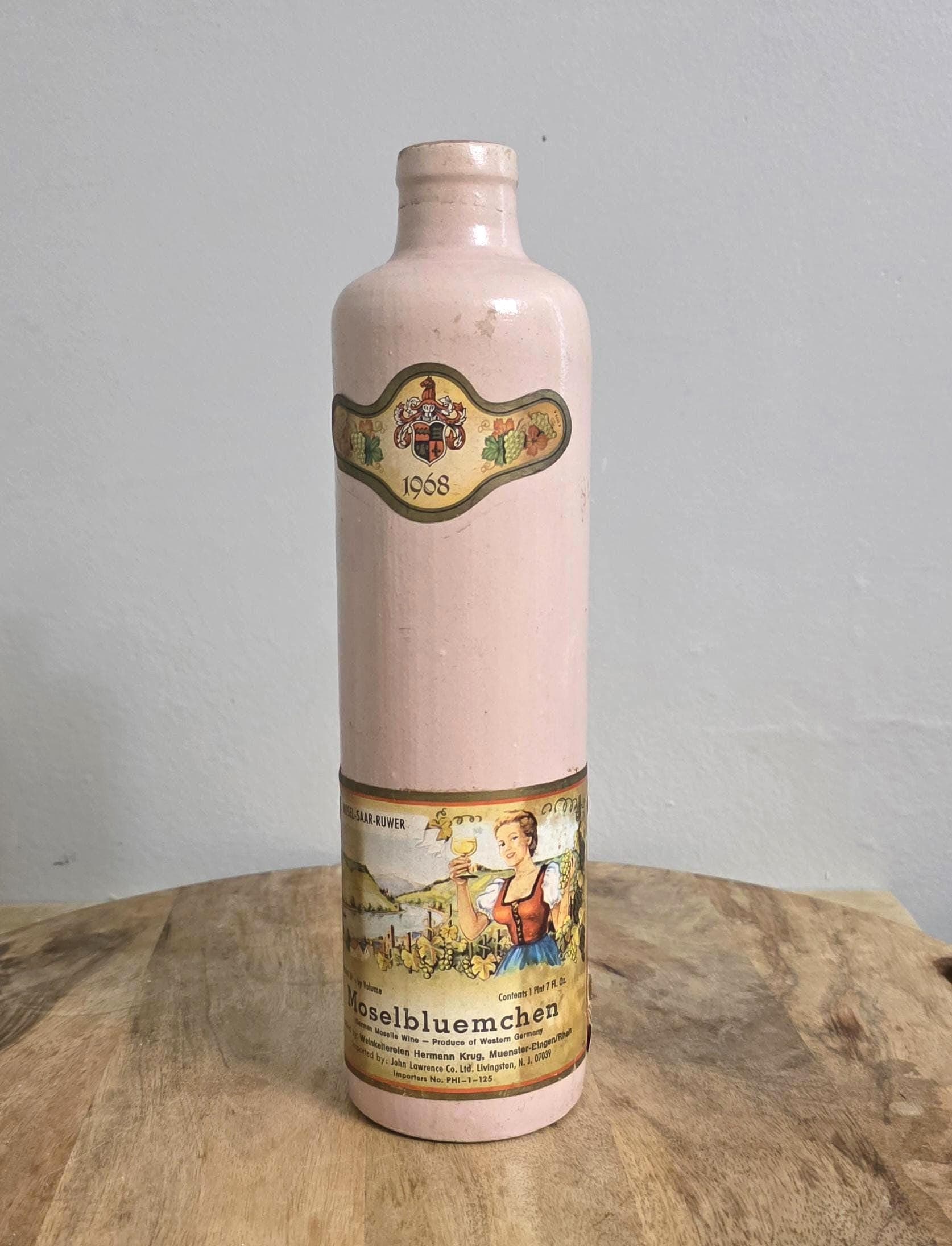 Vintage 1968 Moselbluemchen Pottery Wine Bottle