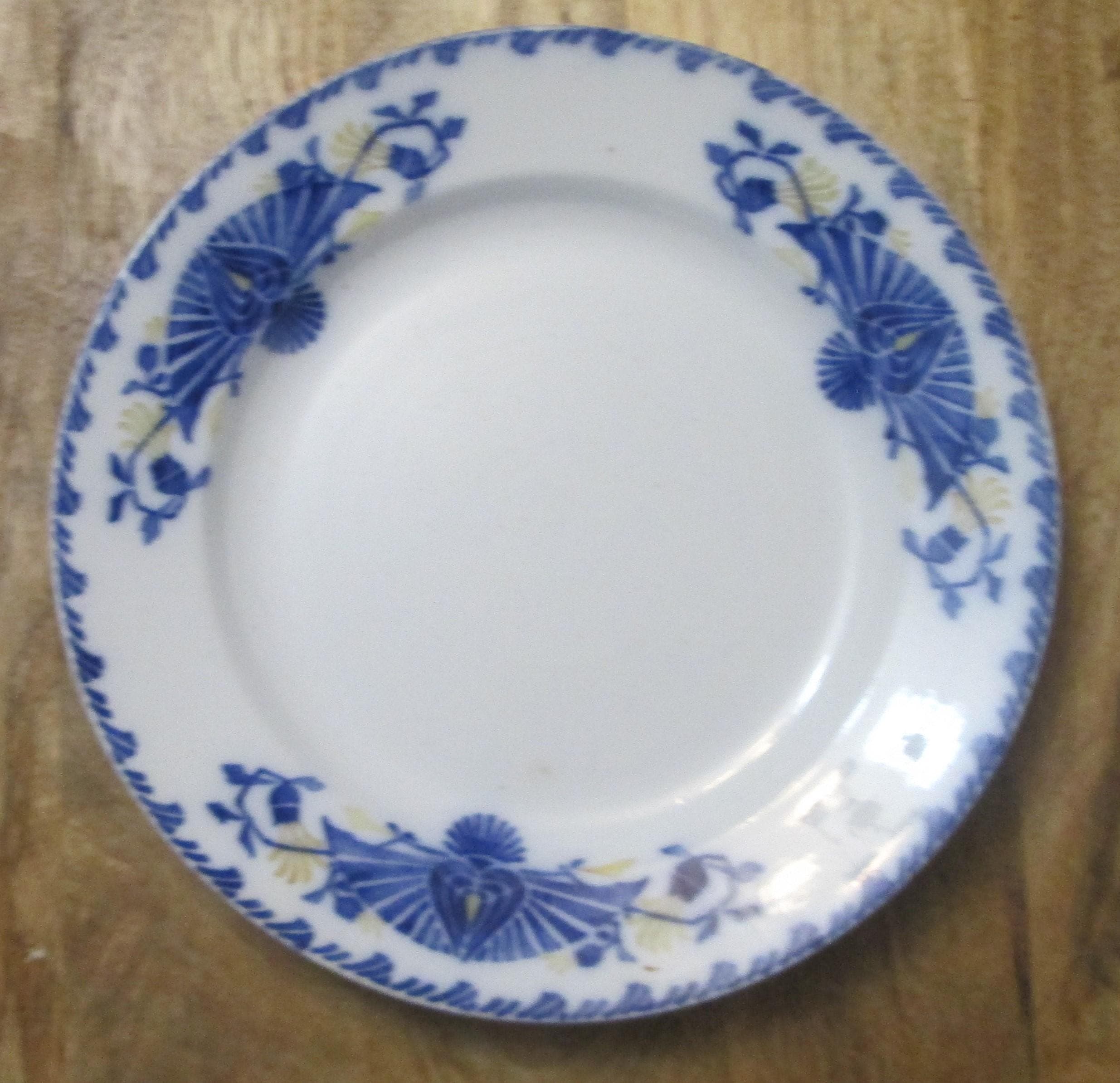 Antique Villeroy and Boch Blue and Yellow Pattern Plate
