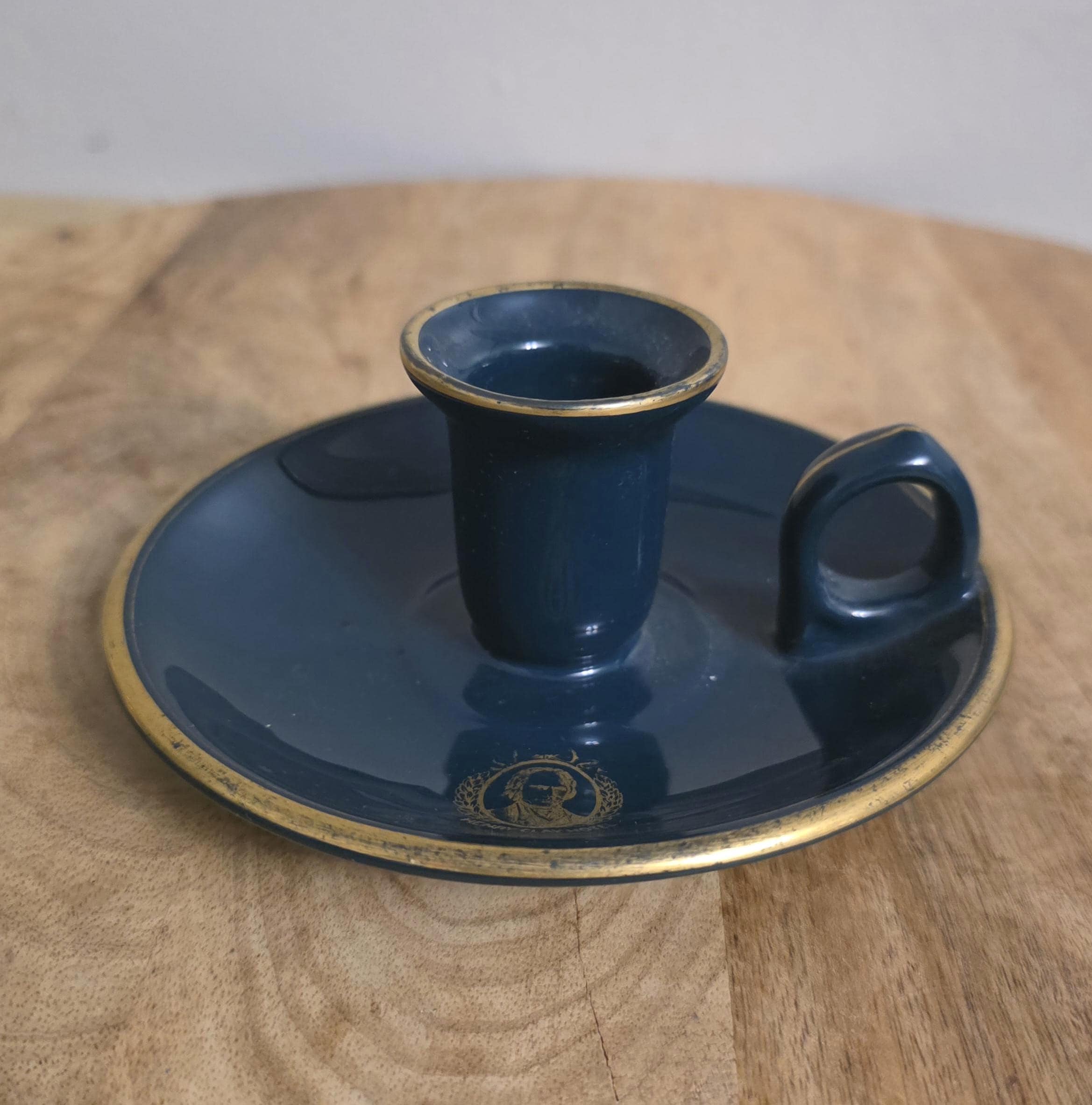 Vintage Fraunfelter Restaurant Ware Henry Clay Hotel Chamberstick Candle Holder - Thumbnail 4
