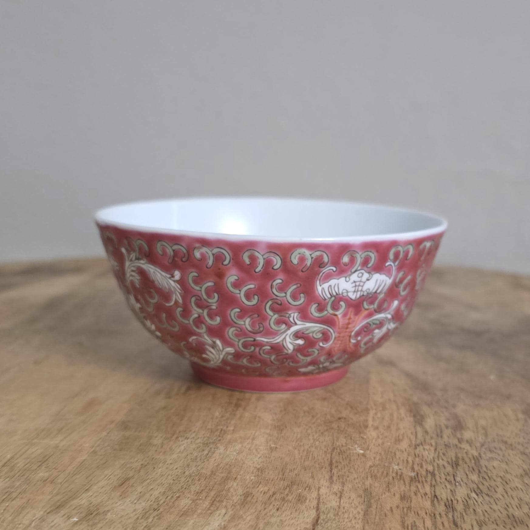 Vintage Pink Chinese Jingdezhen Porcelain Bowl
