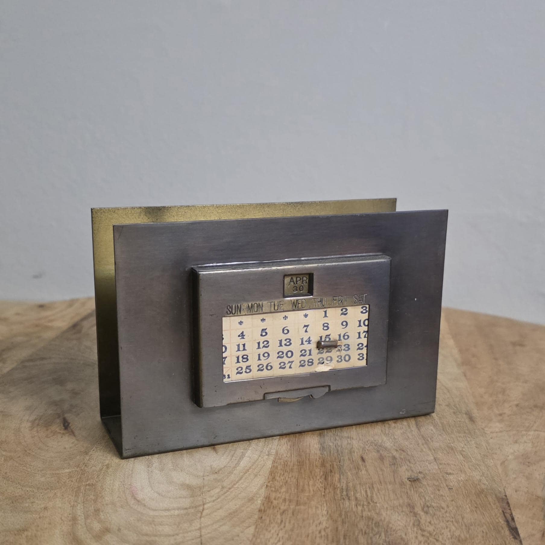 Vintage 1930's Bronze Metal Desk Calendar