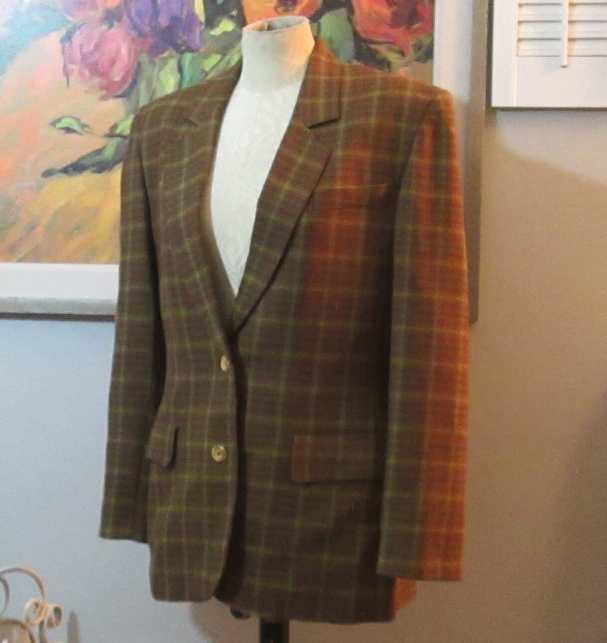 Vintage Missoni Donna Brown Plaid Wool Blazer