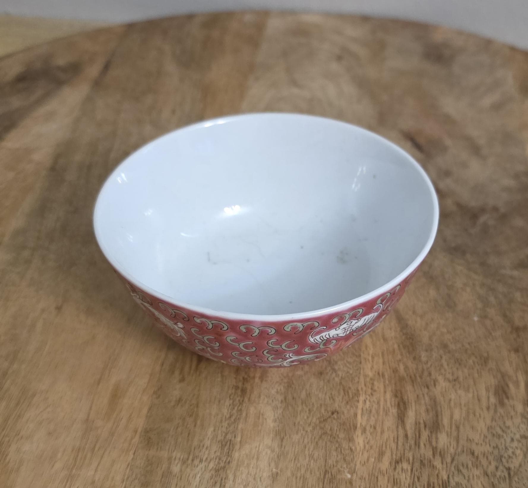 Vintage Pink Chinese Jingdezhen Porcelain Bowl - Thumbnail 3
