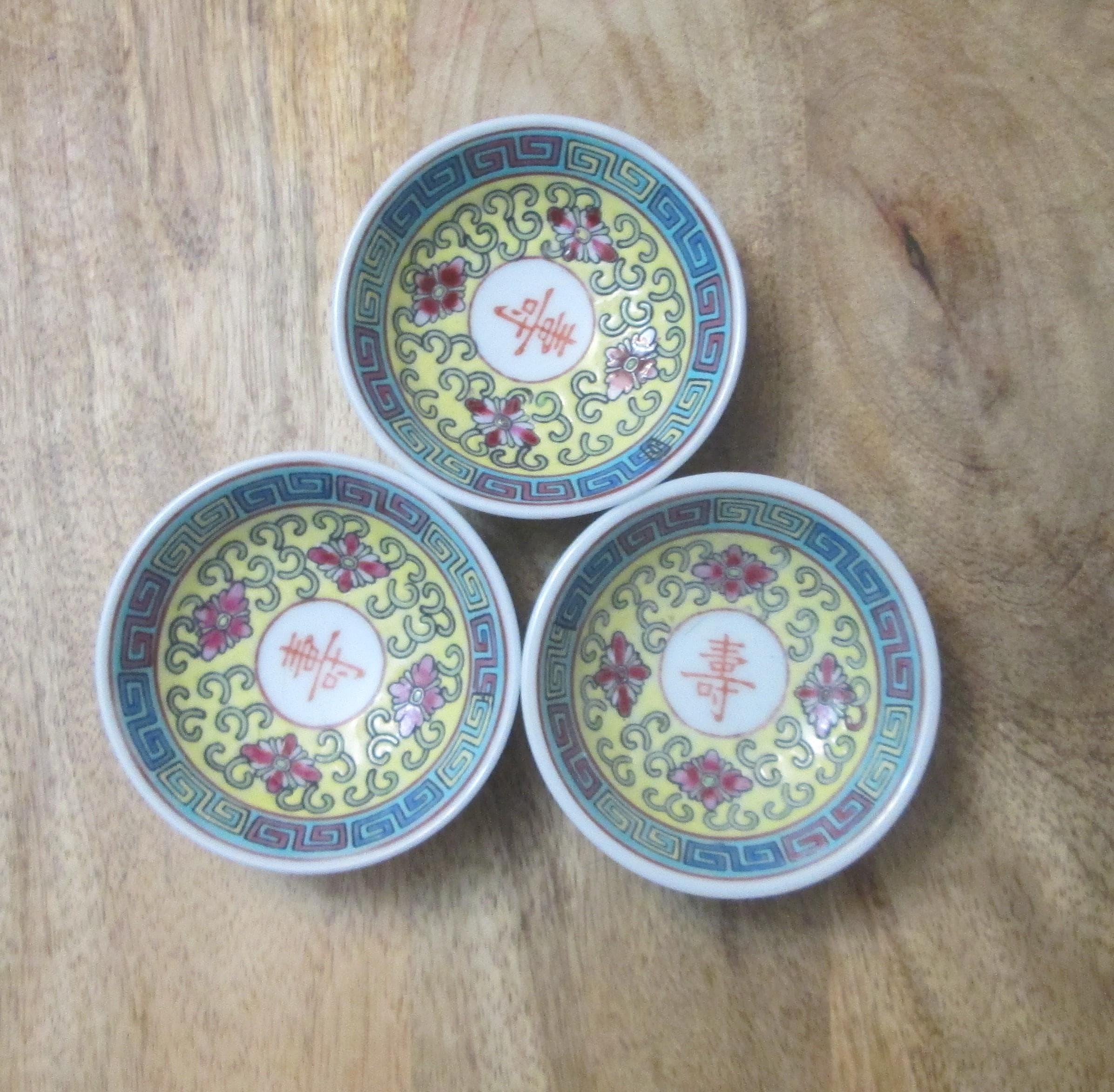 Vintage Chinese Jingdezhen Enamel Dishes, Lot of 3