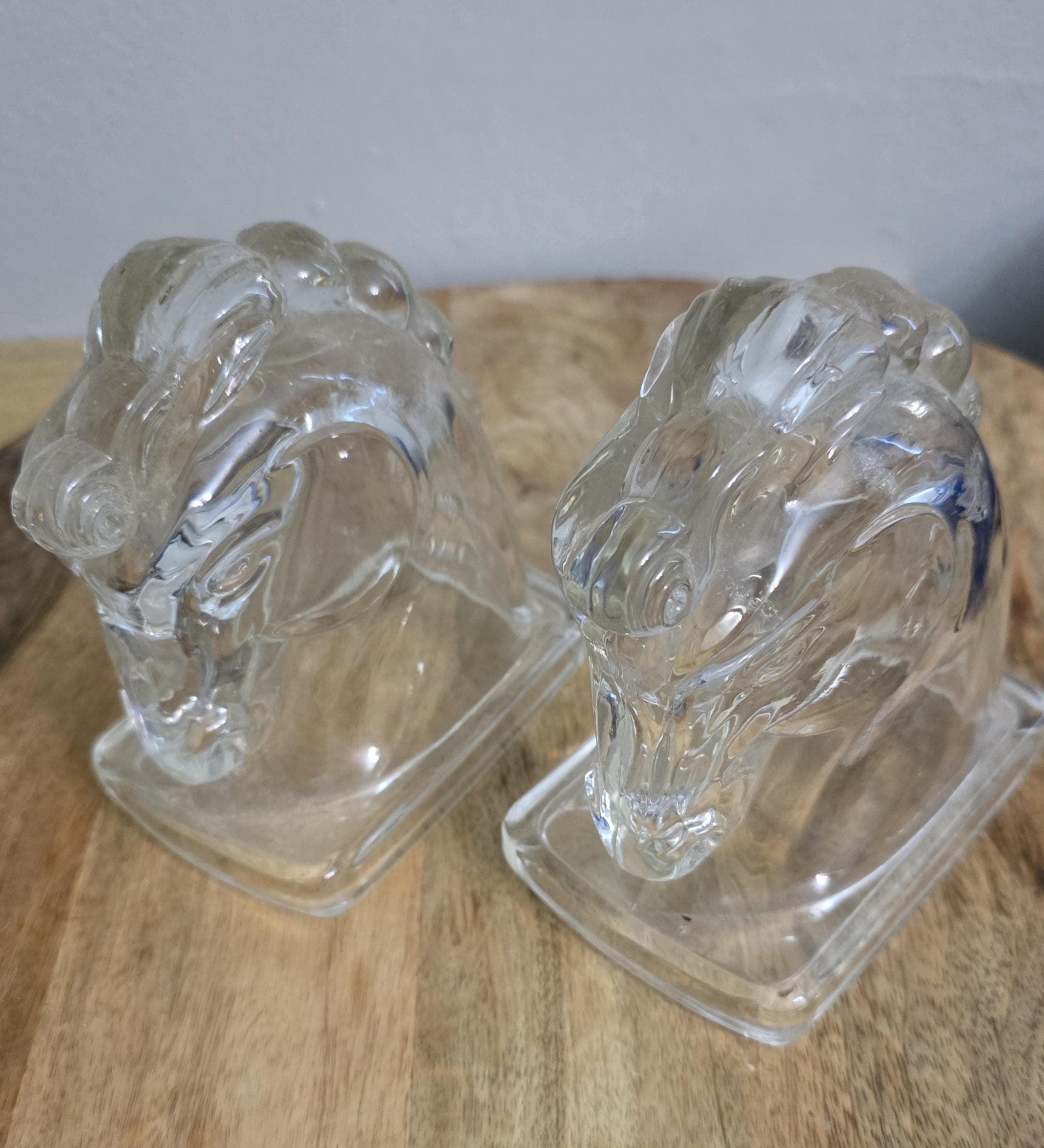 Vintage Glass Horse Head Equestrian Bookends - Thumbnail 3