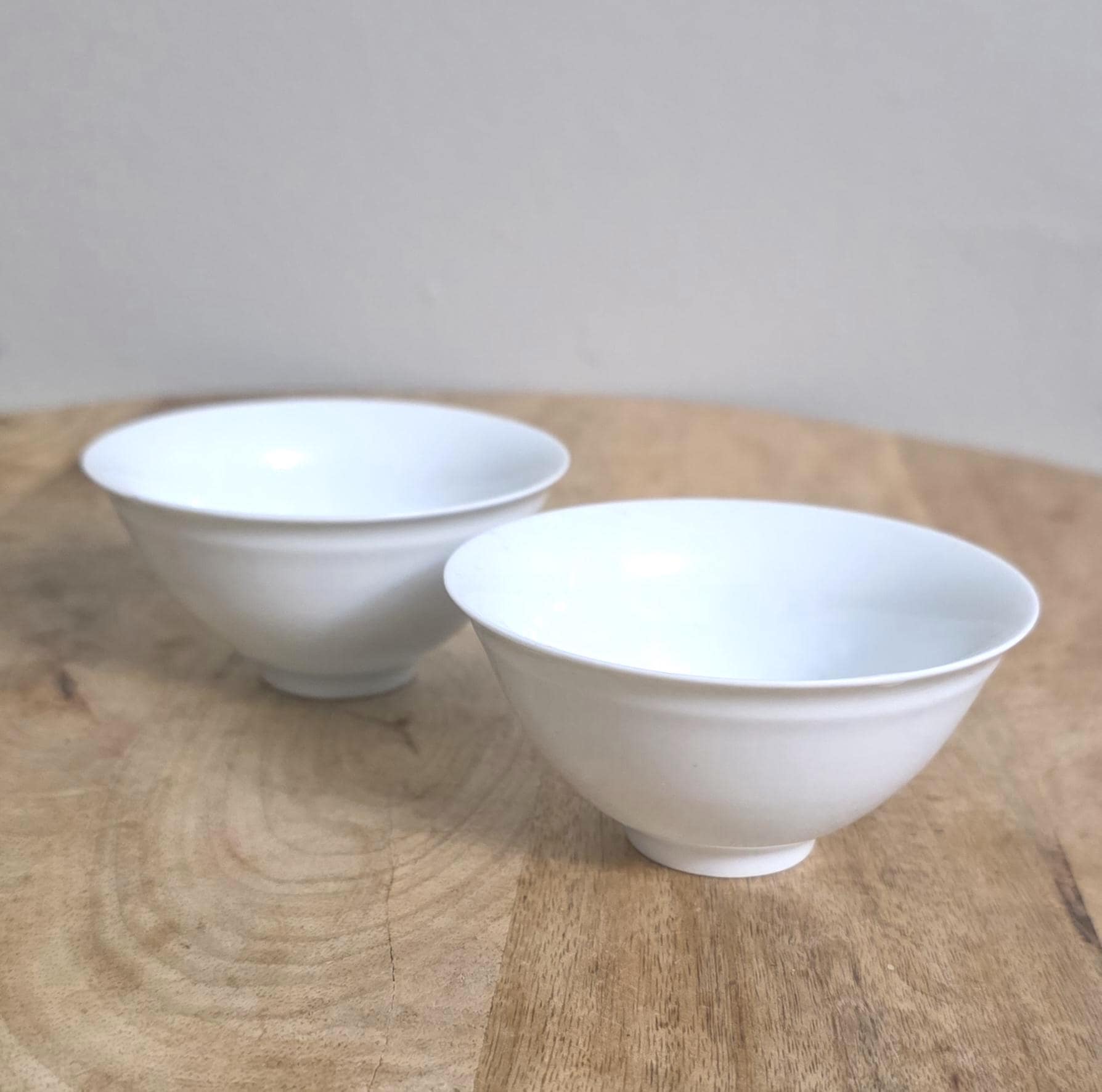 Vintage Japanese White Porcelain Tea Bowls