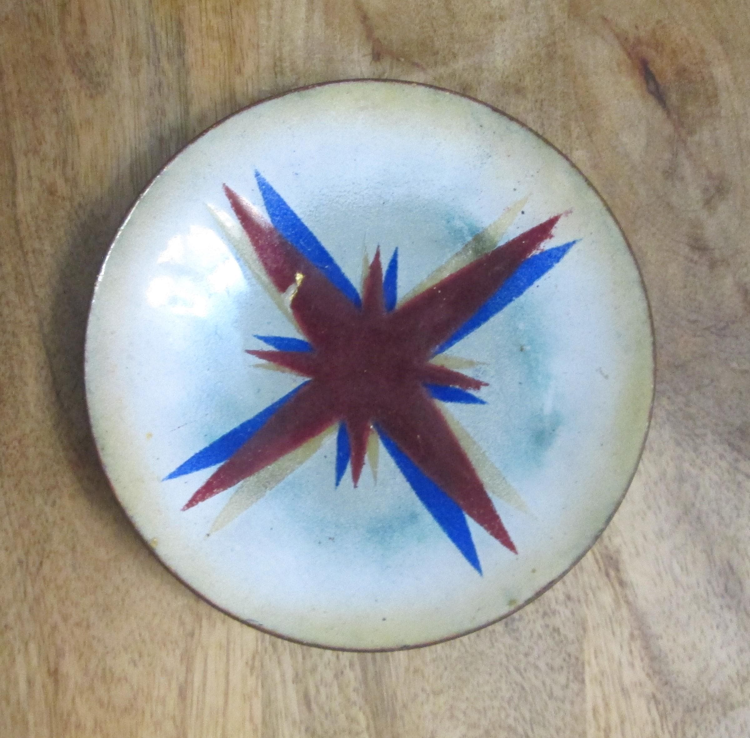 Vintage Mid Century Enamel on Copper Dish