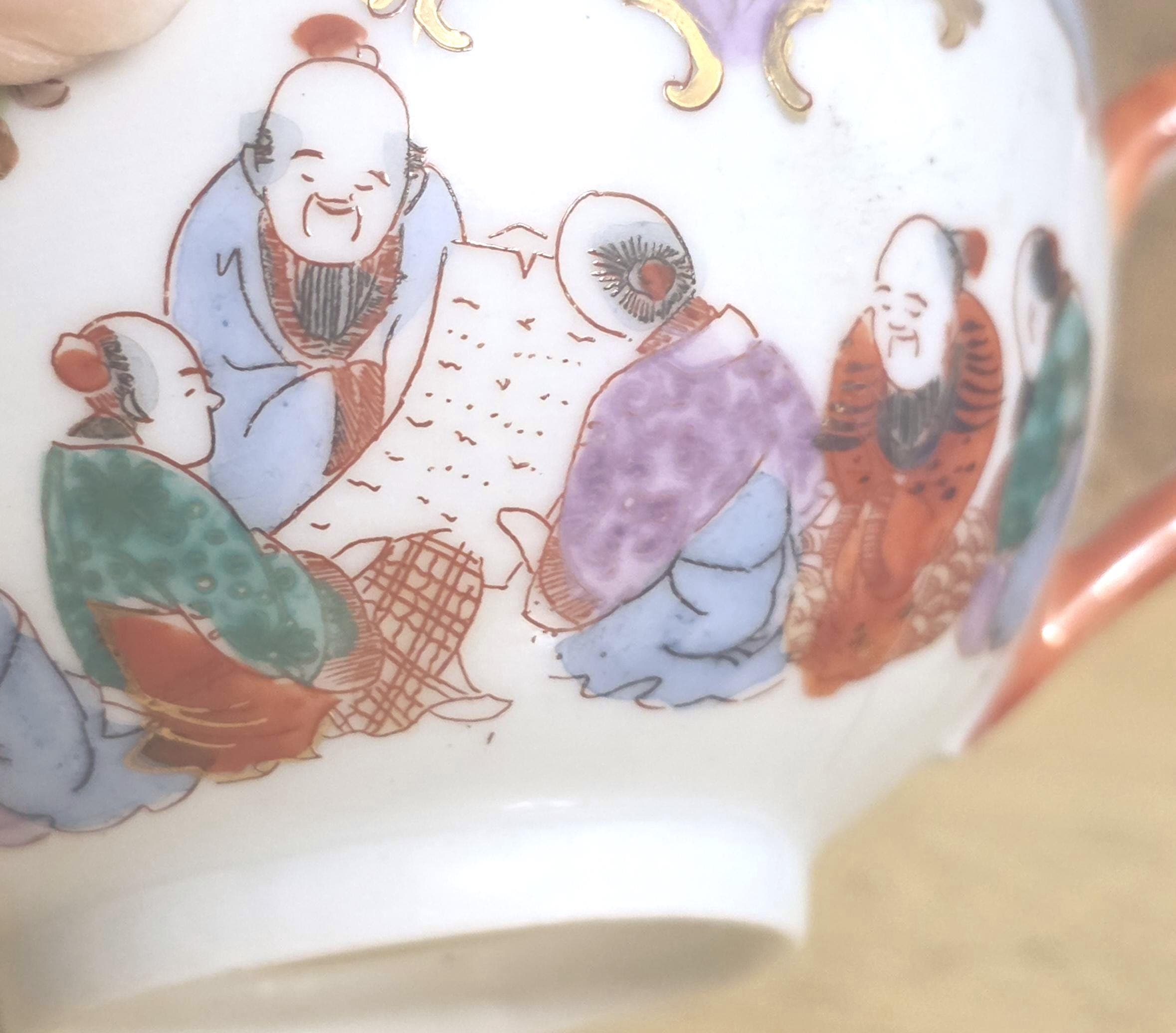 Pair of Vintage Japanese Eggshell Porcelain Tea Cups - Thumbnail 2