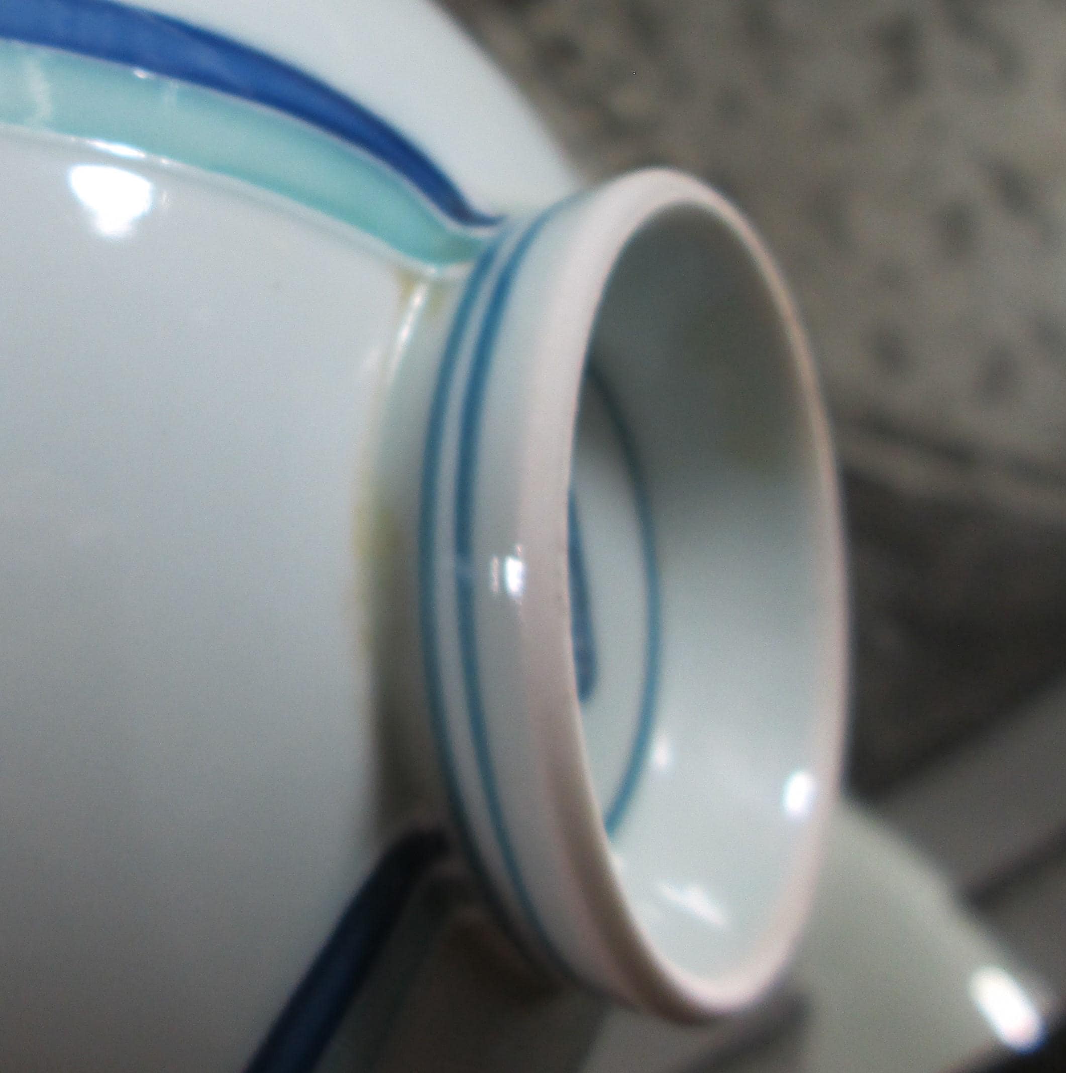 Vintage Japanese Celadon Blue Stripe Rice Bowl - Thumbnail 3