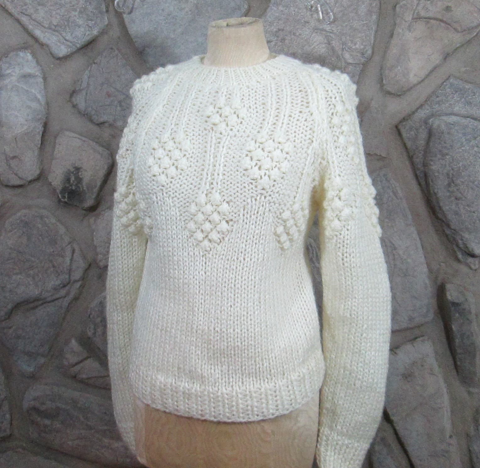 Vintage 1960's Cream Bobble Pattern Sweater