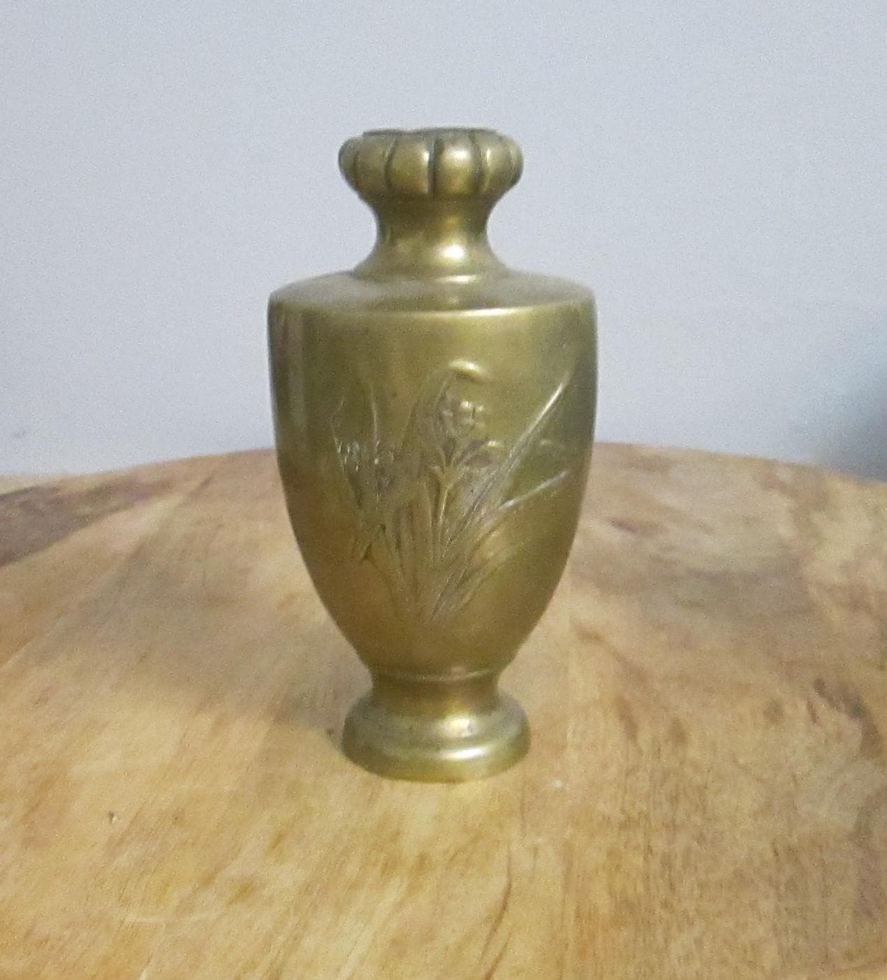 Vintage Chinese or Japanese Brass Floral Vase