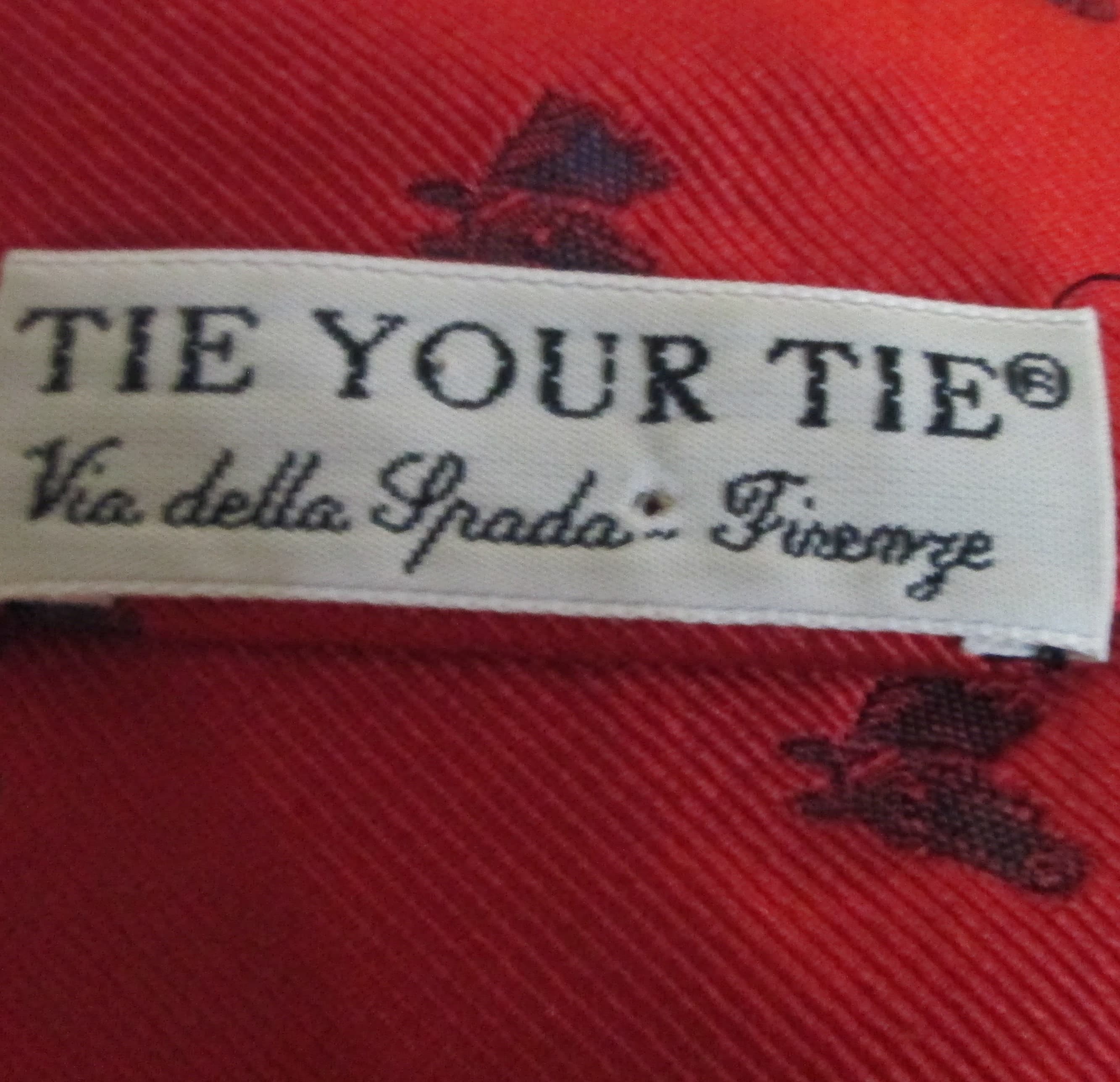 Vintage Red Silk Villa Della Sprada Horse Head Design Tie - Thumbnail 3