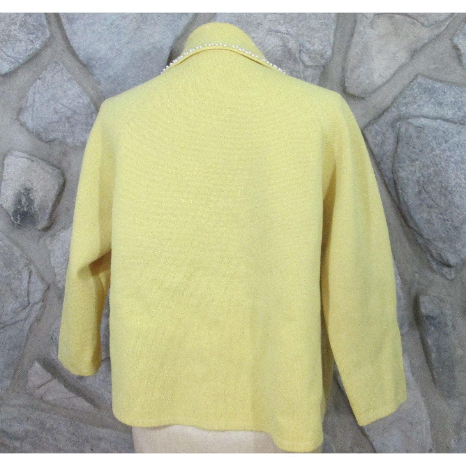 Vintage 50's Jeri-Jo Yellow Beaded Cardigan - Thumbnail 2