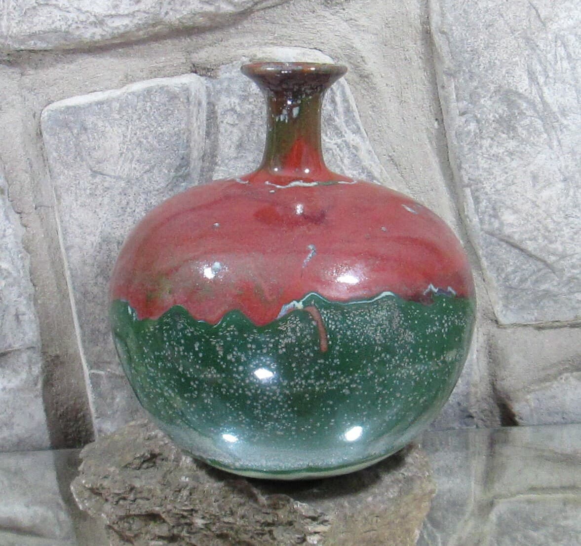 Vintage Pottery Drip Glaze Vase