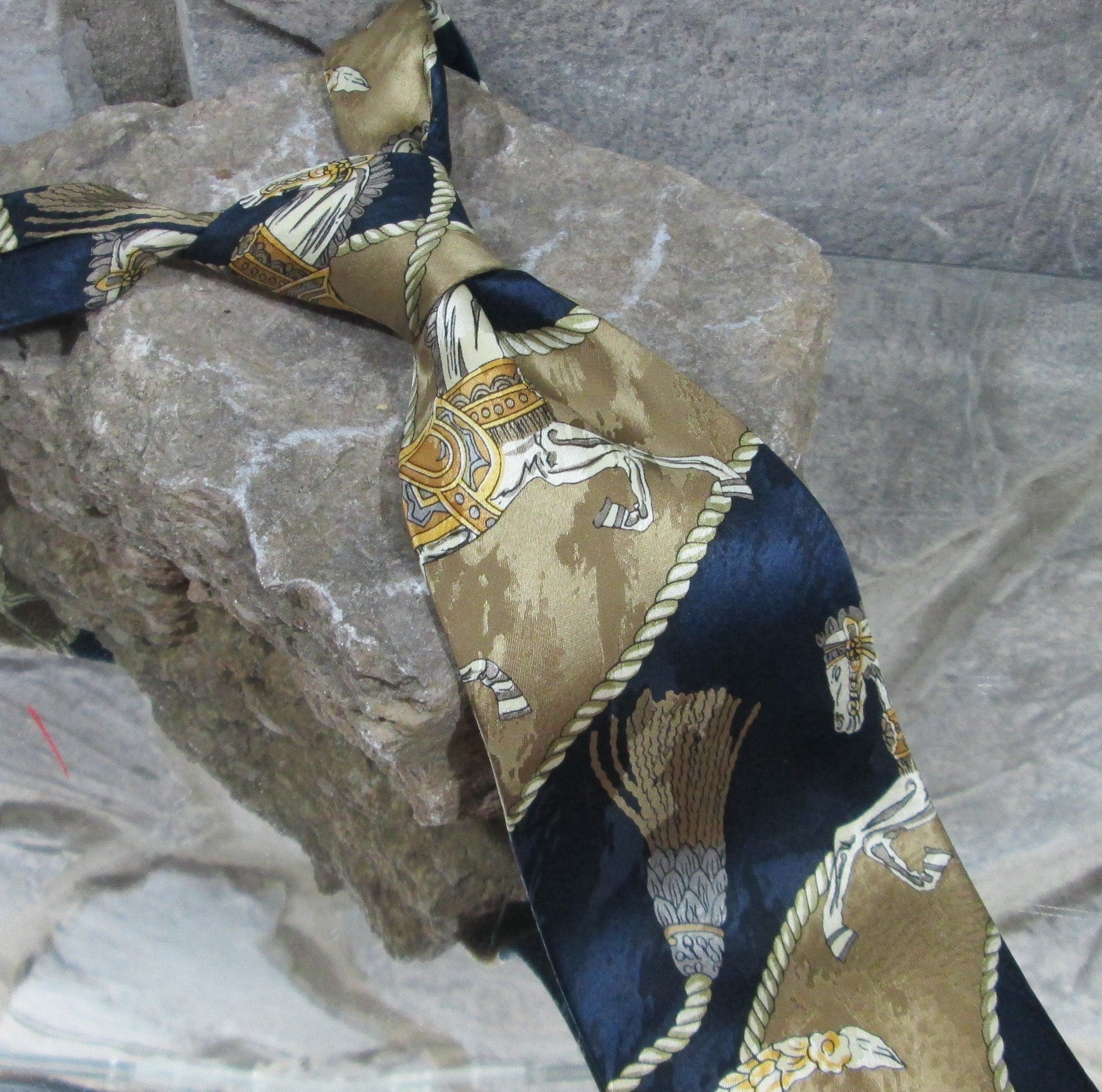 Vintage Korean Racing Association Silk Horse Design Tie