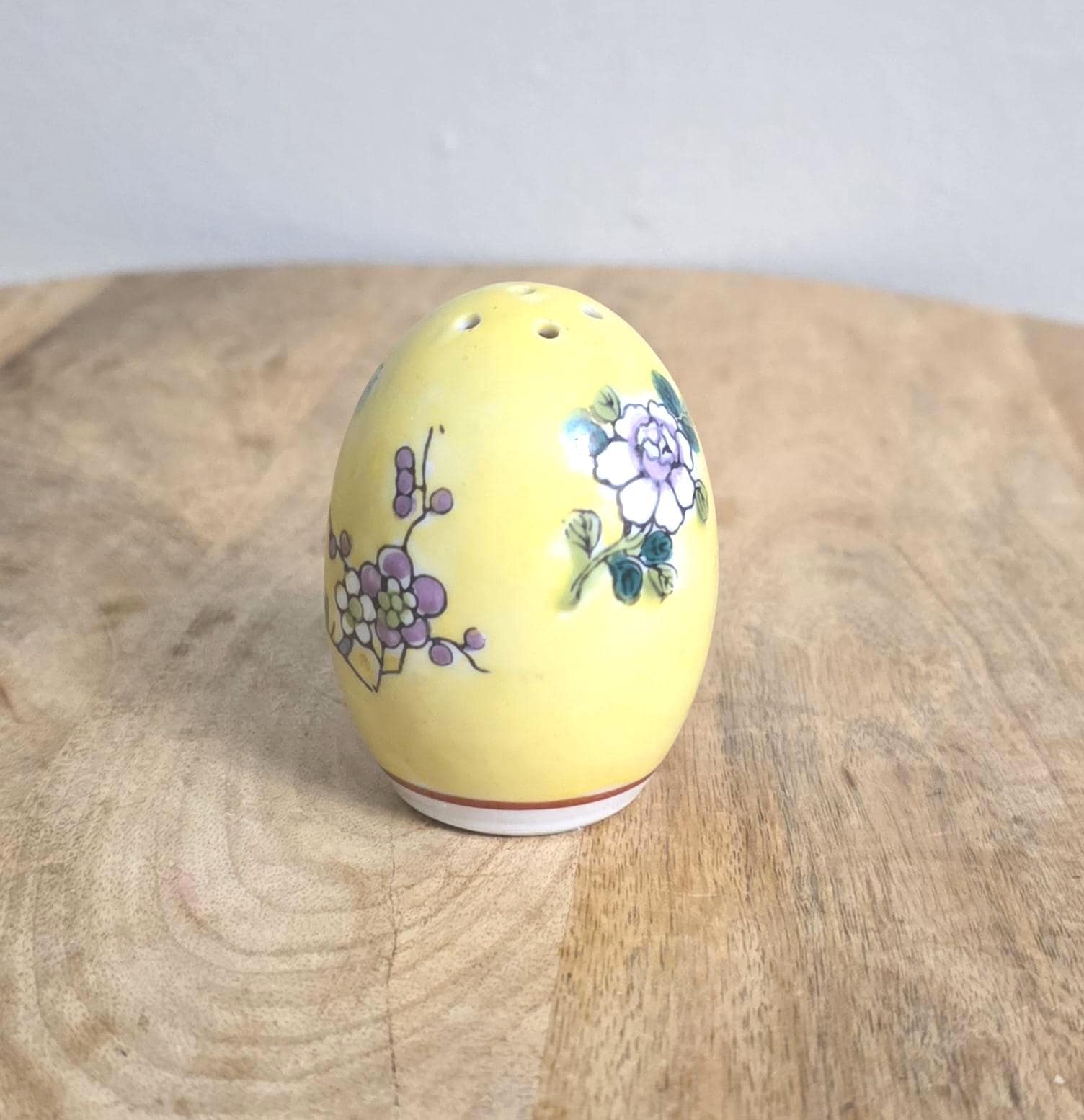 Vintage Chinese Enamel Yellow Egg Salt Shaker