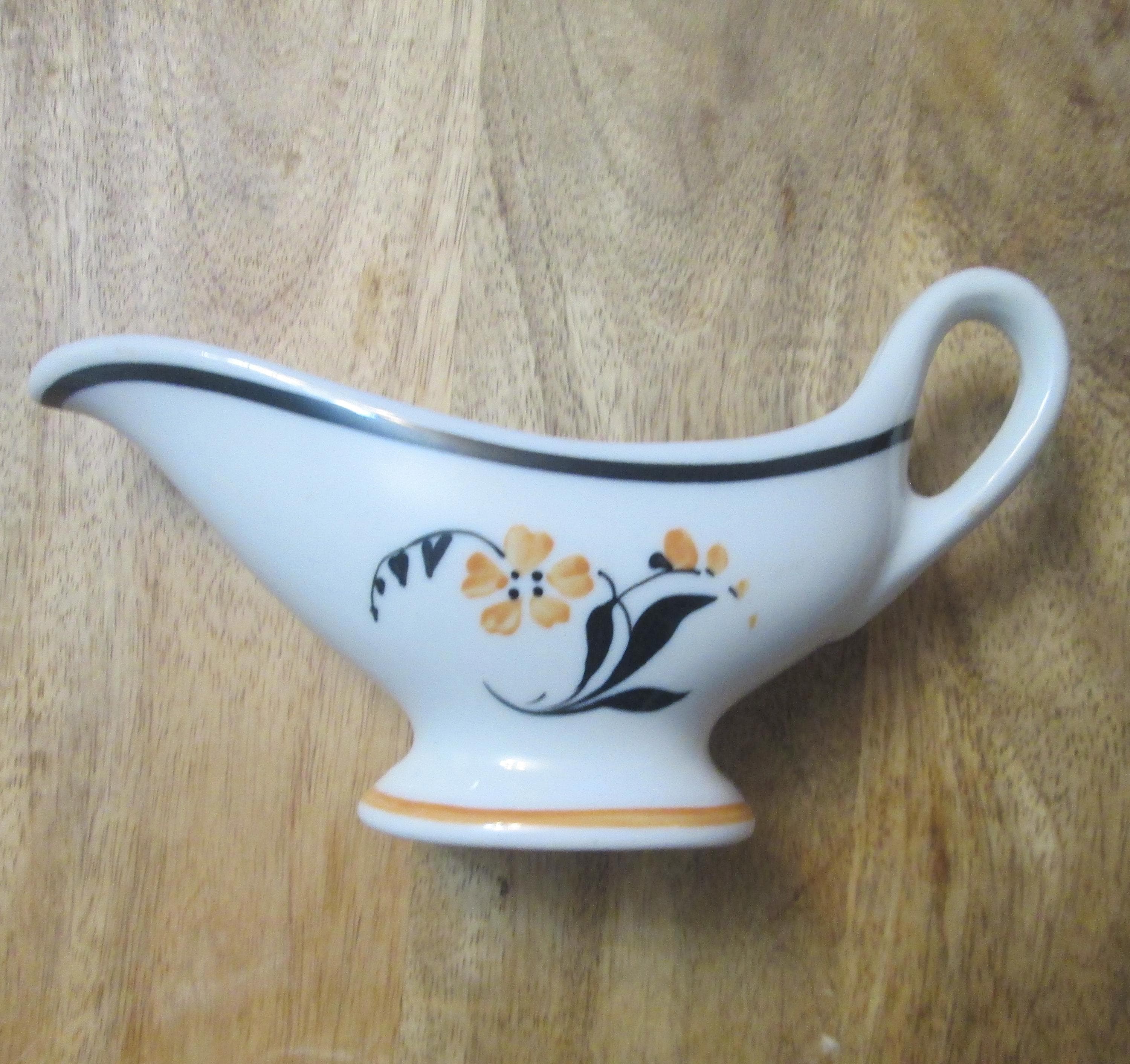 Vintage Floral Pattern Restaurant Ware Gravy Boat